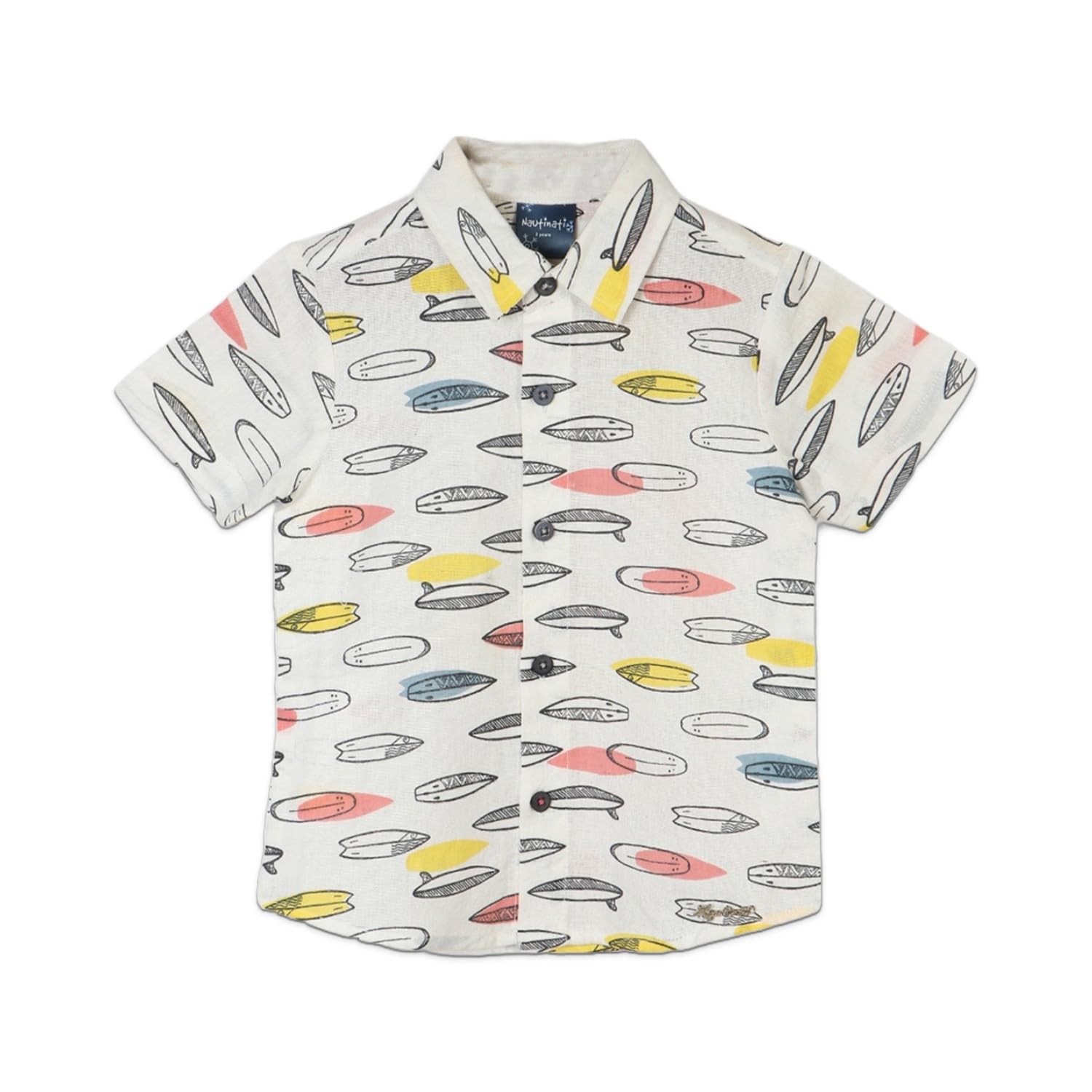 Nauti Nati Baby Boy's Printed Short Sleeve Cotton Shirt - Casual & Comfortable Outfit for Playdates, Parties & Everyday Wear