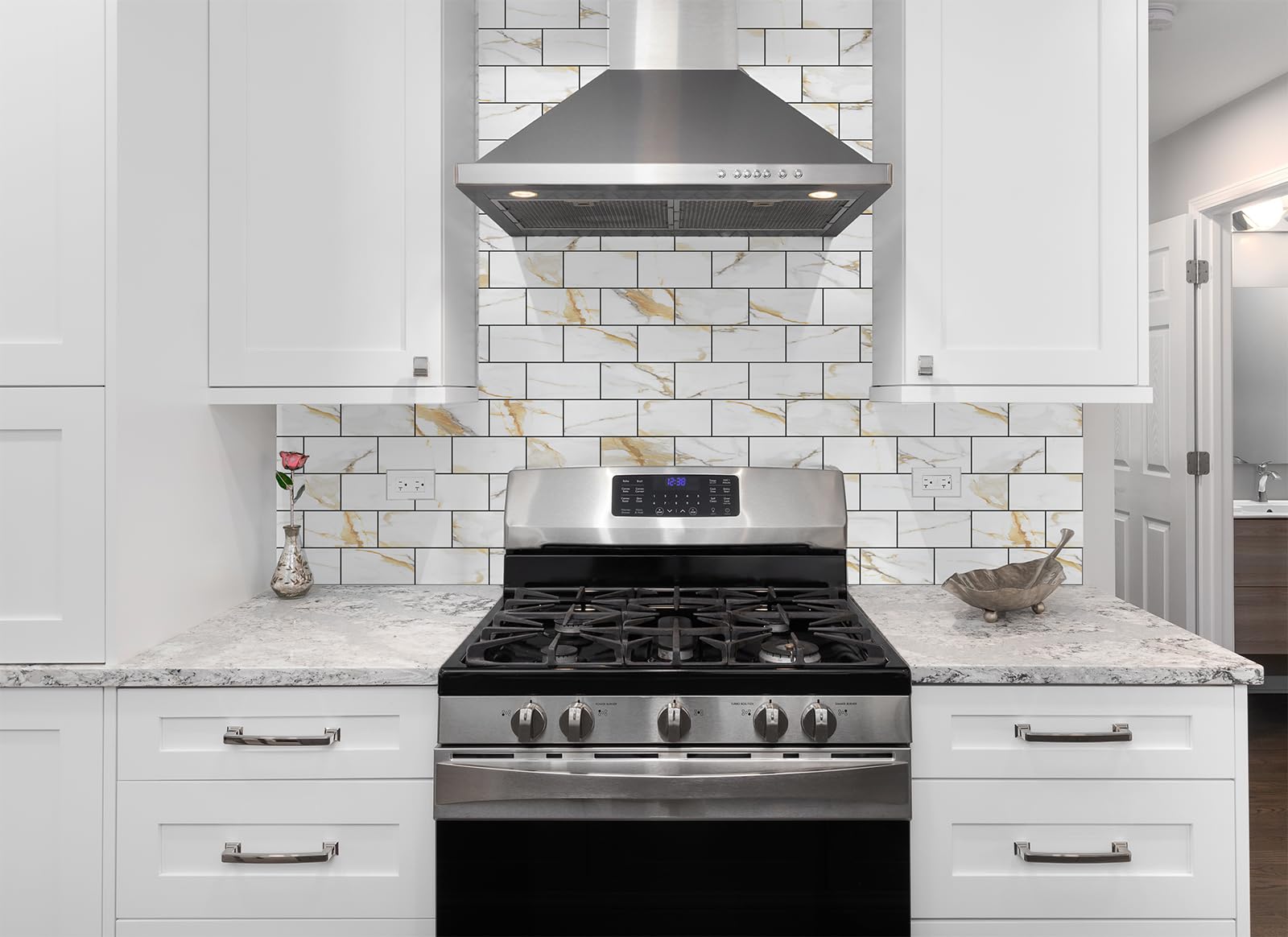 100-Pack Self-Adhesive PVC Subway Tile Backsplash - 3