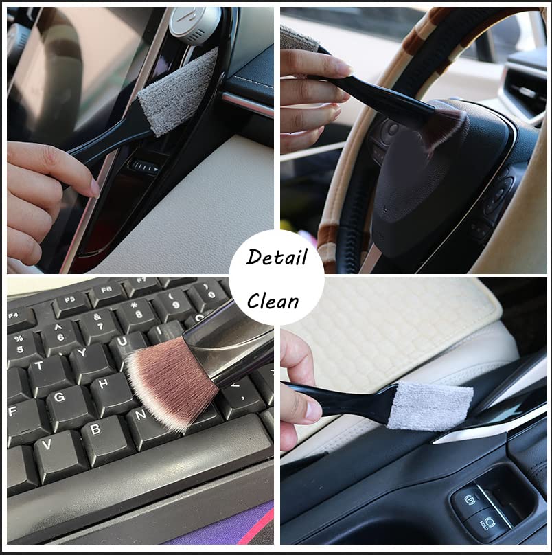 Premium Car Detail Brush Set - Auto Interior Cleaning Tools for Vents, Dash & Seats - Perfect for Car Detailing & Deep Cleaning