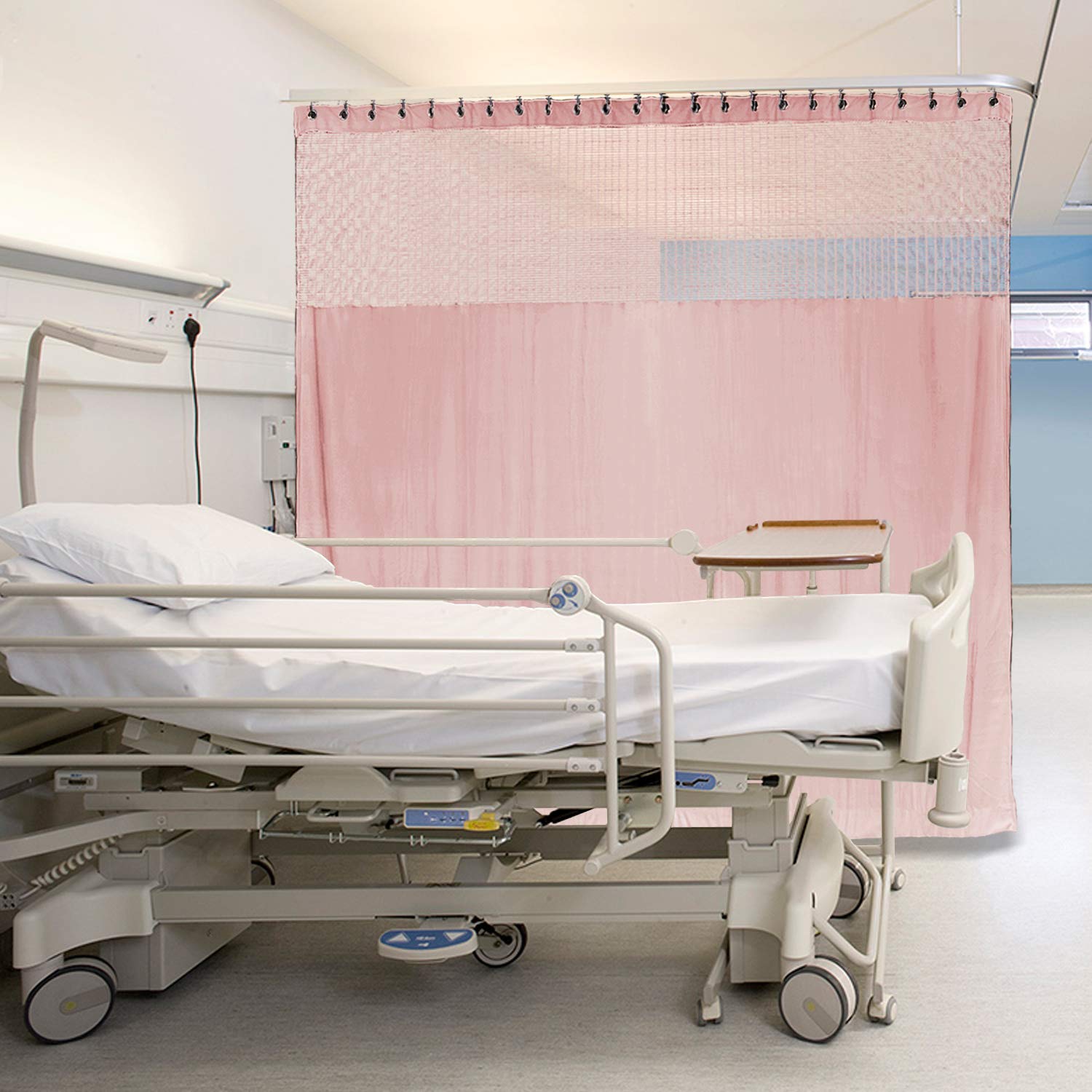 Macochico Medical Room Divider Curtain - Pink Hospital Privacy Screen with Nickel Grommets, 10ft Wide x 8ft Tall (1 Panel) - Ideal for Clinics, Spas, Labs & Healthcare Facilities