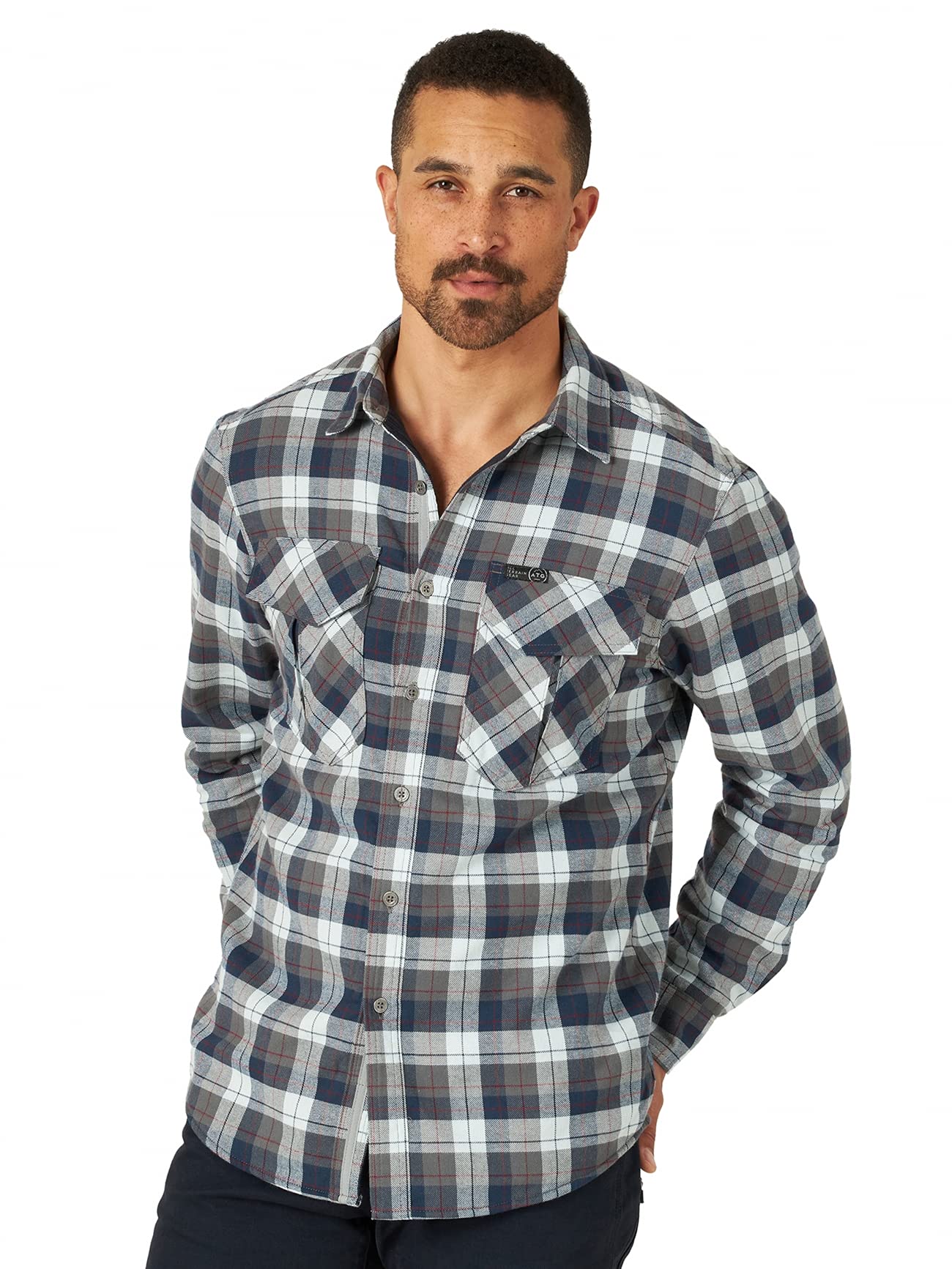 ATG by Wrangler Men's Thermal Lined Flannel Shirt - Warm Plaid Long Sleeve Button Down for Winter, Hunting & Outdoor Activities