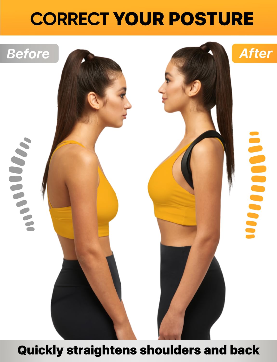 Adjustable Back Brace Posture Corrector for Women & Men (33-42 Inch) - Upper Back Support, Shoulder Straightener - Relieve Neck & Shoulder Pain - Perfect for Office Work, Driving & Daily Activities