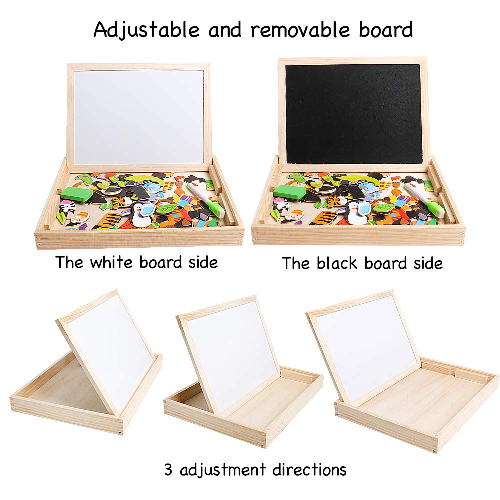 Magnetic Wooden Puzzles for Kids - STEM Learning Toys & Art Easel for Boys & Girls - Perfect for Montessori & Home Education