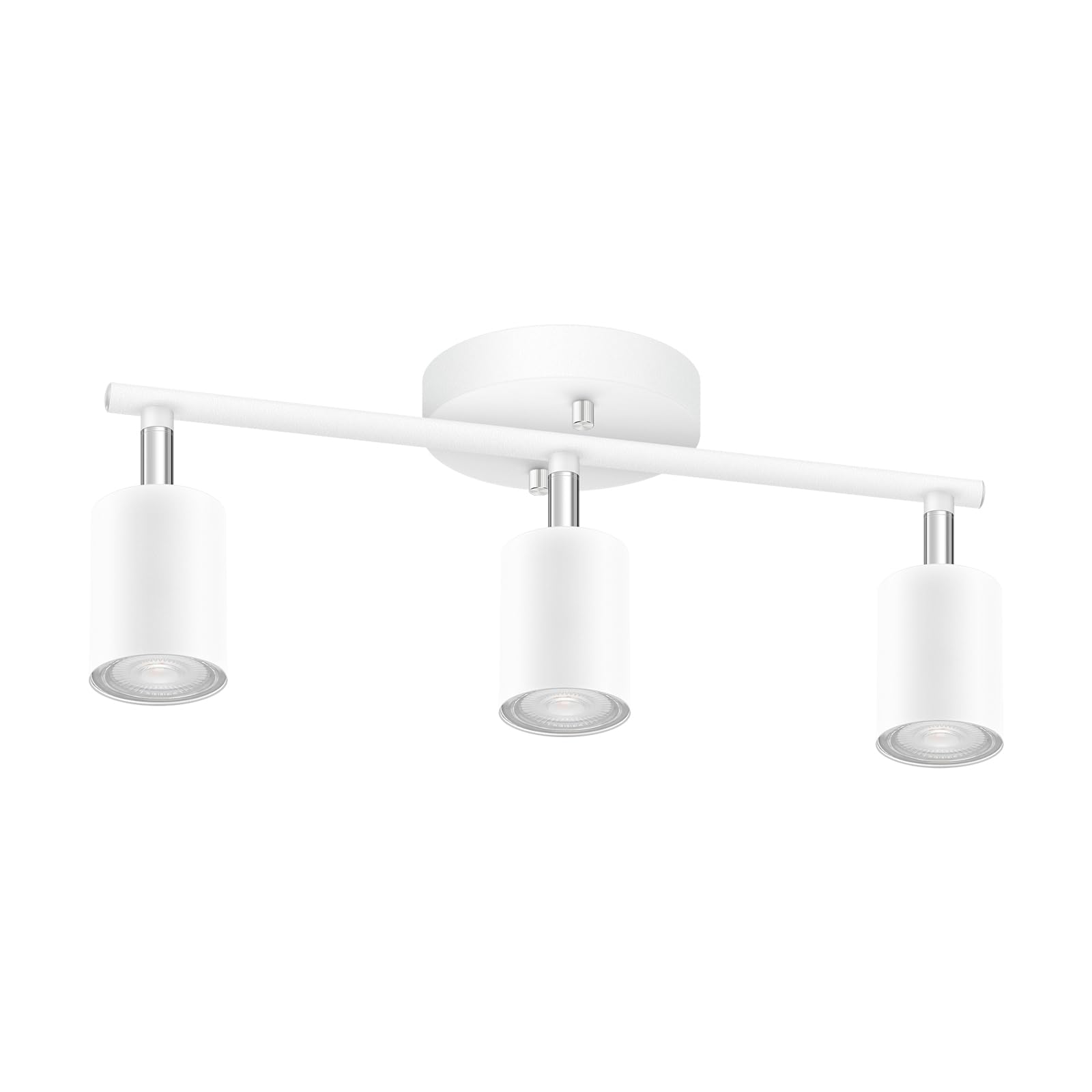 Modern White 3-Light LED Track Lighting Kit - Adjustable Rotating Spotlight Heads for Kitchen, Cabinet, Gallery, Bar & Living Room | Energy Efficient Industrial Ceiling Light Fixture for Home & Commercial Spaces