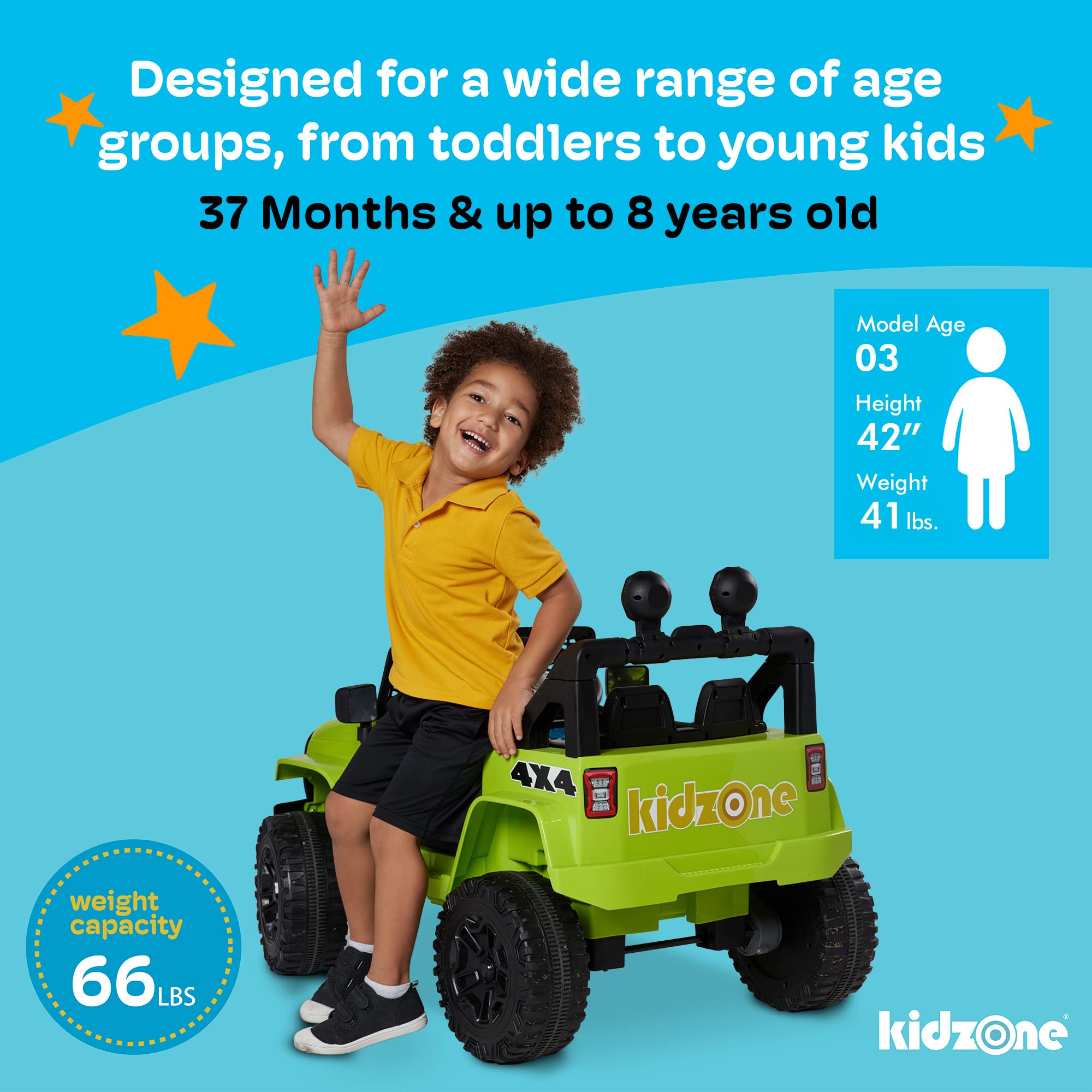 Kidzone 12V Battery Powered Ride On Truck - Electric Kids Car Toy with DIY License Plate, Parent Remote Control, MP3 Player, LED Lights & 2 Speed Modes - Pink | Perfect for Indoor & Outdoor Play, Birthday Gifts & Toddler Pretend Driving Fun