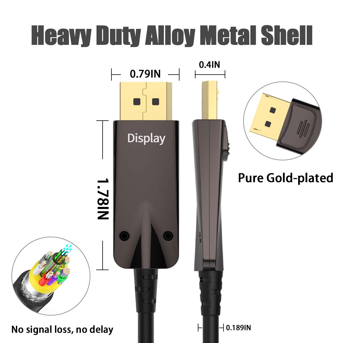 BIFALE DP Fiber Optic Cable 50ft - 8K DisplayPort Cable 1.4 with HBR3, DSC 1.2, HDR10, 32.4Gbps - Supports 8K@60Hz & 4K@144Hz - Ultra Thin Slim Fiber Optic DP Cable for Gaming Monitors, Home Theater & Professional Workstations