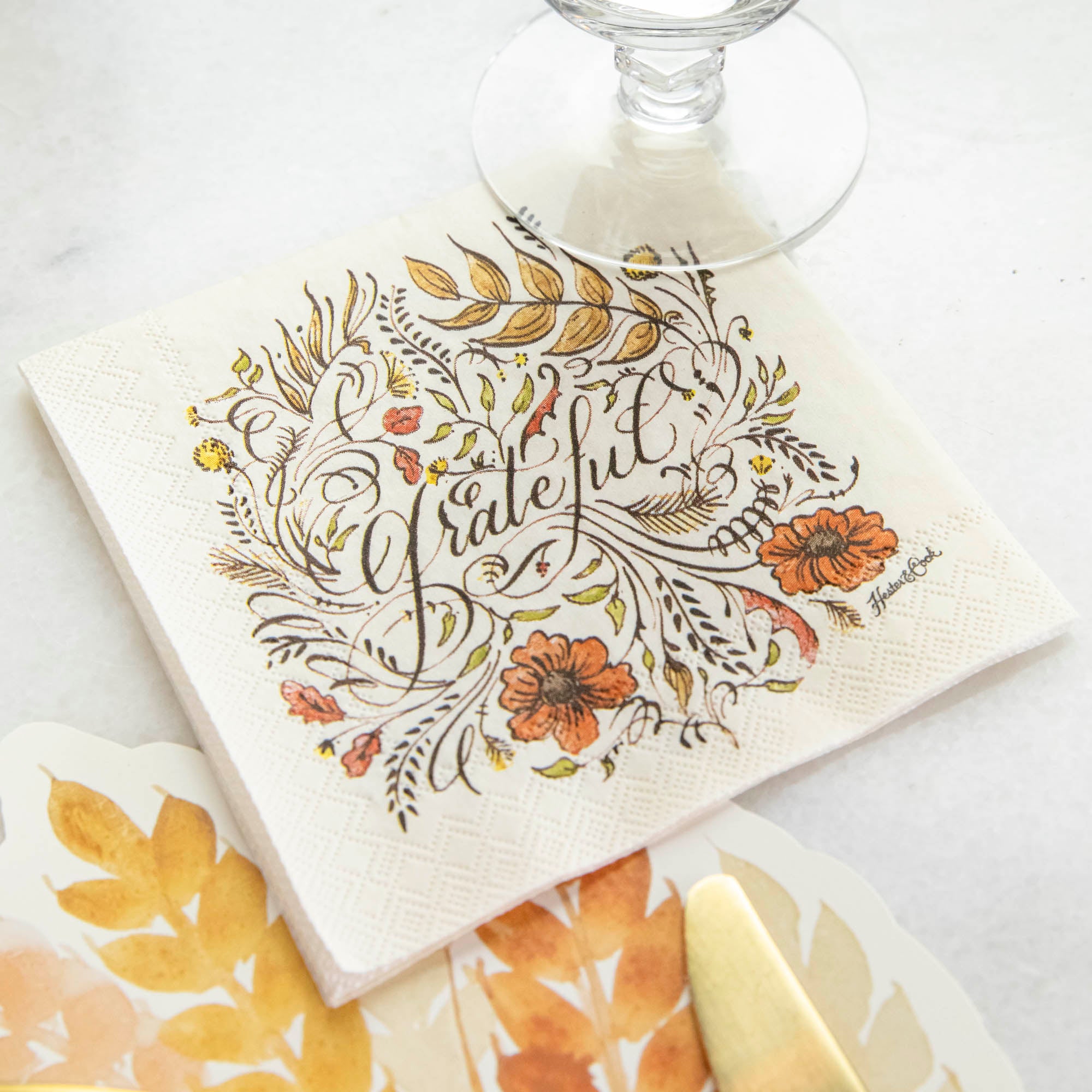 Grateful Cocktail Napkins - Premium Paper Drink Coasters for Parties, Weddings & Bars - Set of 50