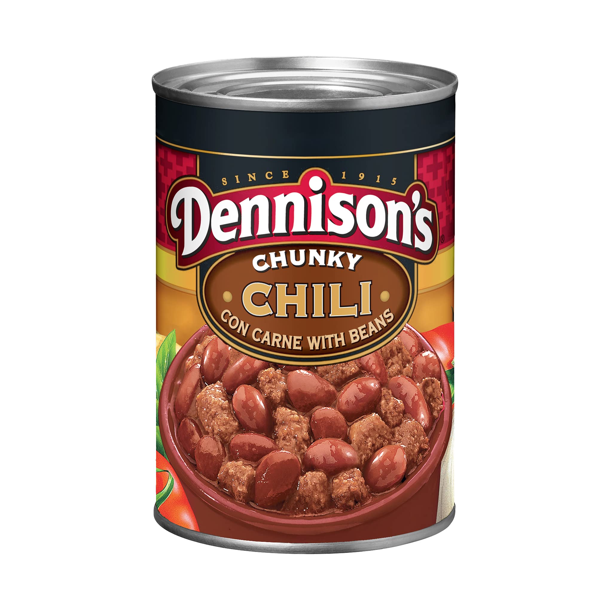 Dennison Chili With Beans - 15 Oz Cans (Pack of 12) | High Protein Canned Chili for Camping, Emergency Food & Quick Meals