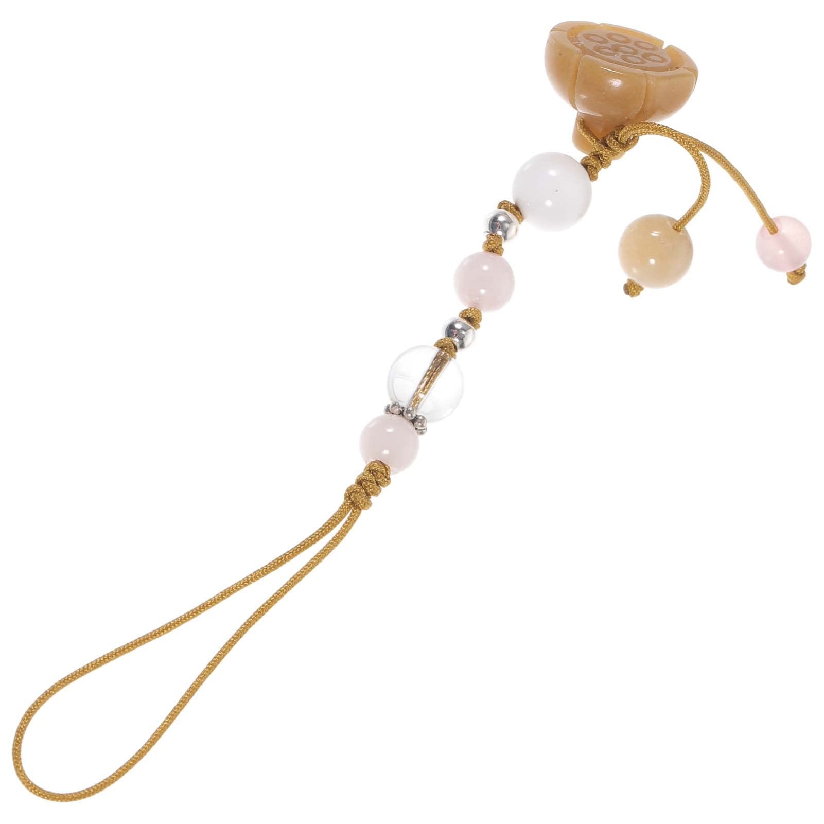 Hemobllo Jade Agate Phone Strap - Creative Keychain & Car Hanging Pendant - Elegant Phone Charm for Mobile, Keys, Car Decor & Fashion Accessories (Yellow) | Perfect for Daily Use, Gifts & Personal Style Enhancement