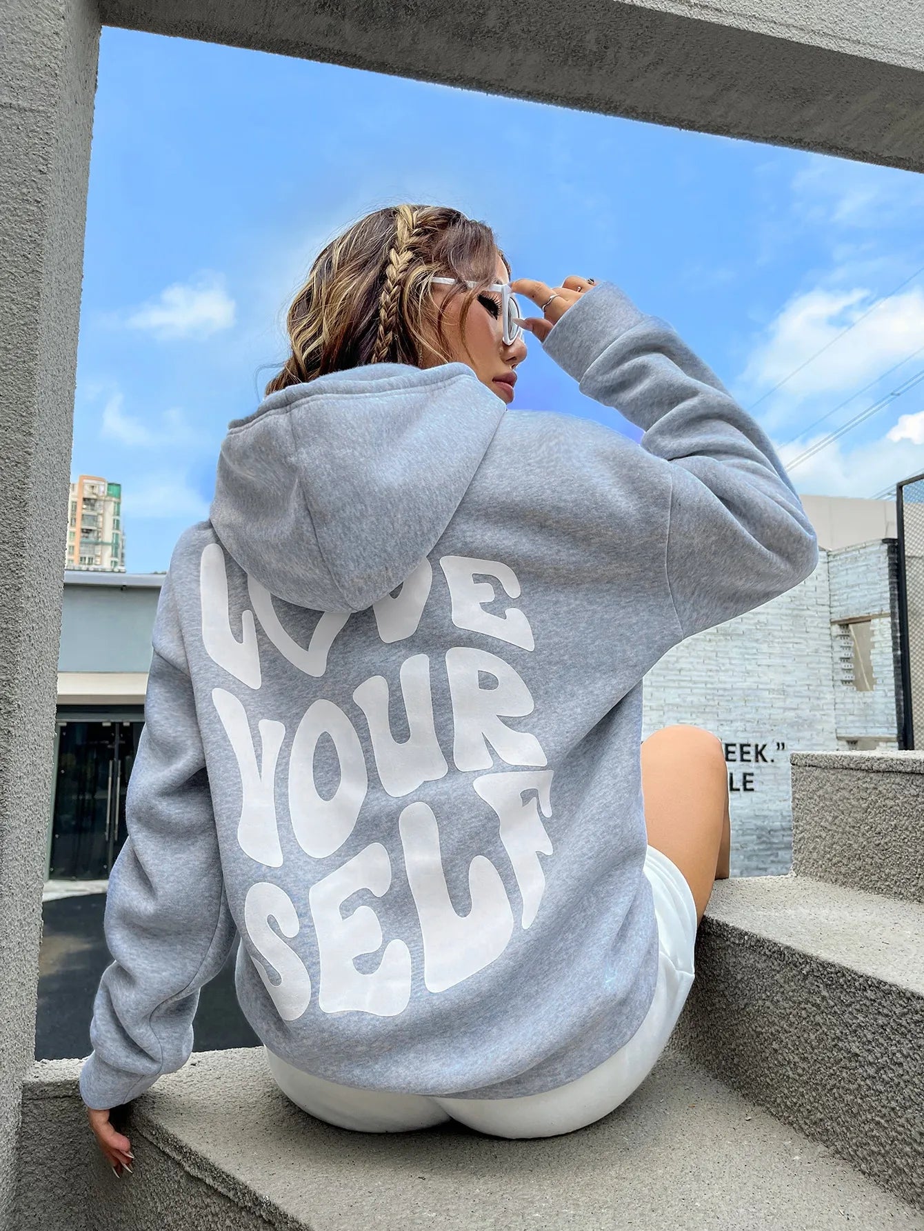 Love Yourself Cotton Printed Hoodie - Creative Oversized Women's Sweatshirt for Streetwear & Harajuku Fashion | Perfect for Casual Outfits, Outdoor Activities and Trendy Street Style