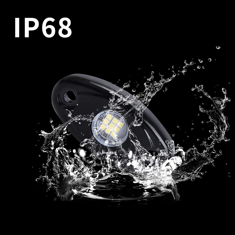 6 Pods LED Rock Lights White - Waterproof Underglow LED Neon Kit for Truck, Car, ATV, SUV, Boat | Underbody Glow Accent Lighting | Perfect for Off-Roading, Car Shows & Night Driving