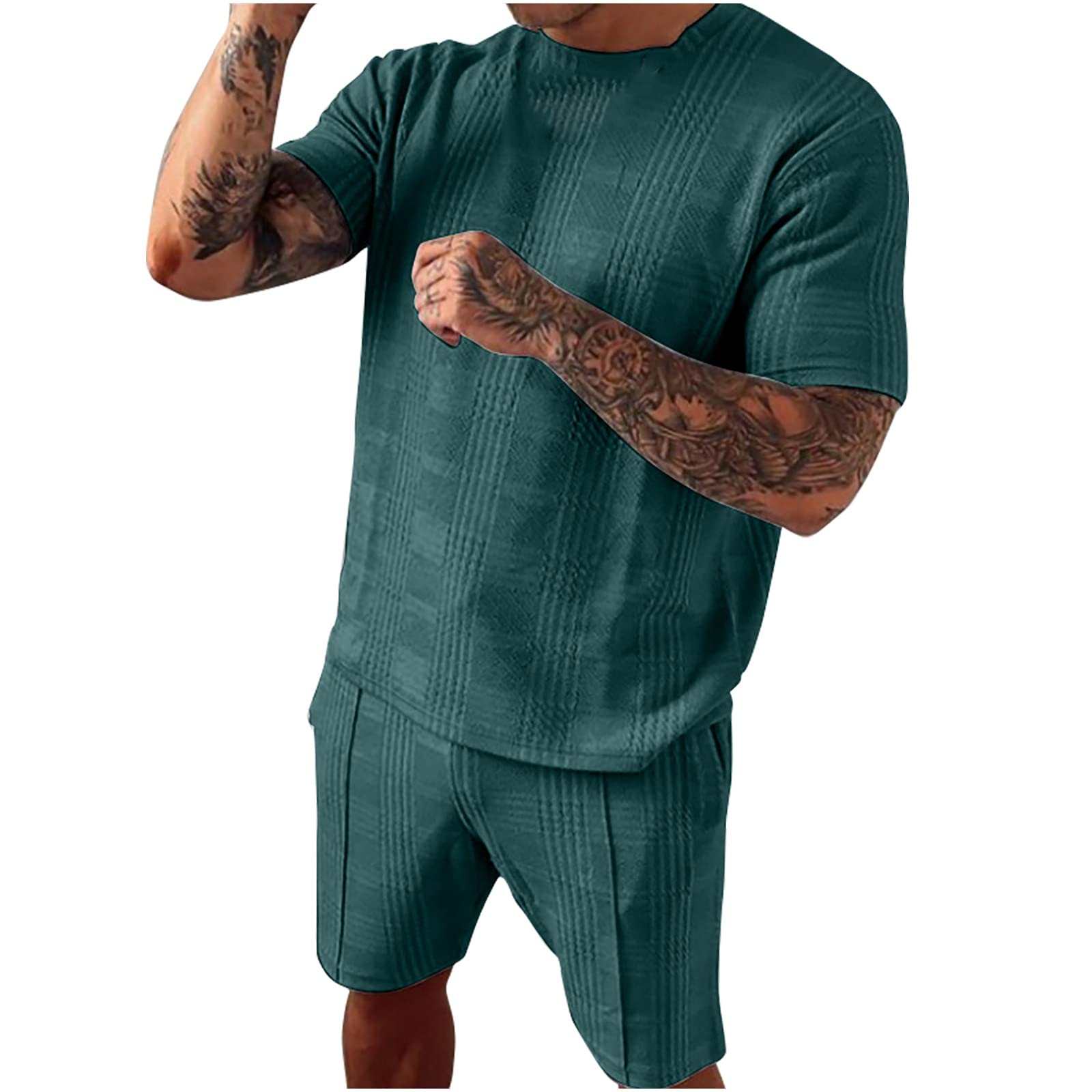 Premium Men's Linen 2-Piece Outfit - Breathable Short Sleeve Shirt & Comfortable Fashion Shorts Set for Summer, Sports, and Leisure Wear | Perfect for Beach, Vacation, and Casual Outings