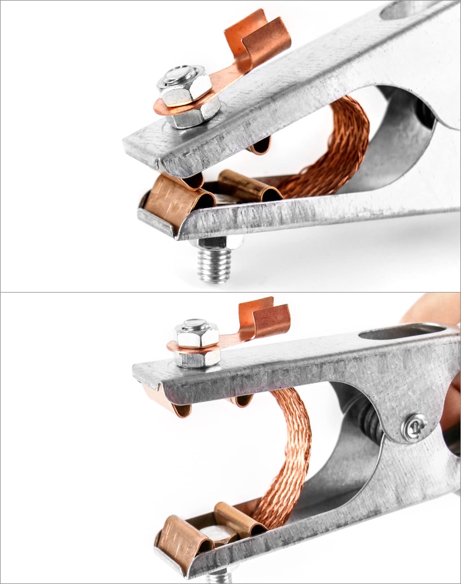 QWORK 500A Welding Ground Clamp 2 Pack - Electroplated Copper Earth Clip for Manual Arc Welders (US Standard) - Perfect for Metal Fabrication, Auto Repair & DIY Welding Projects