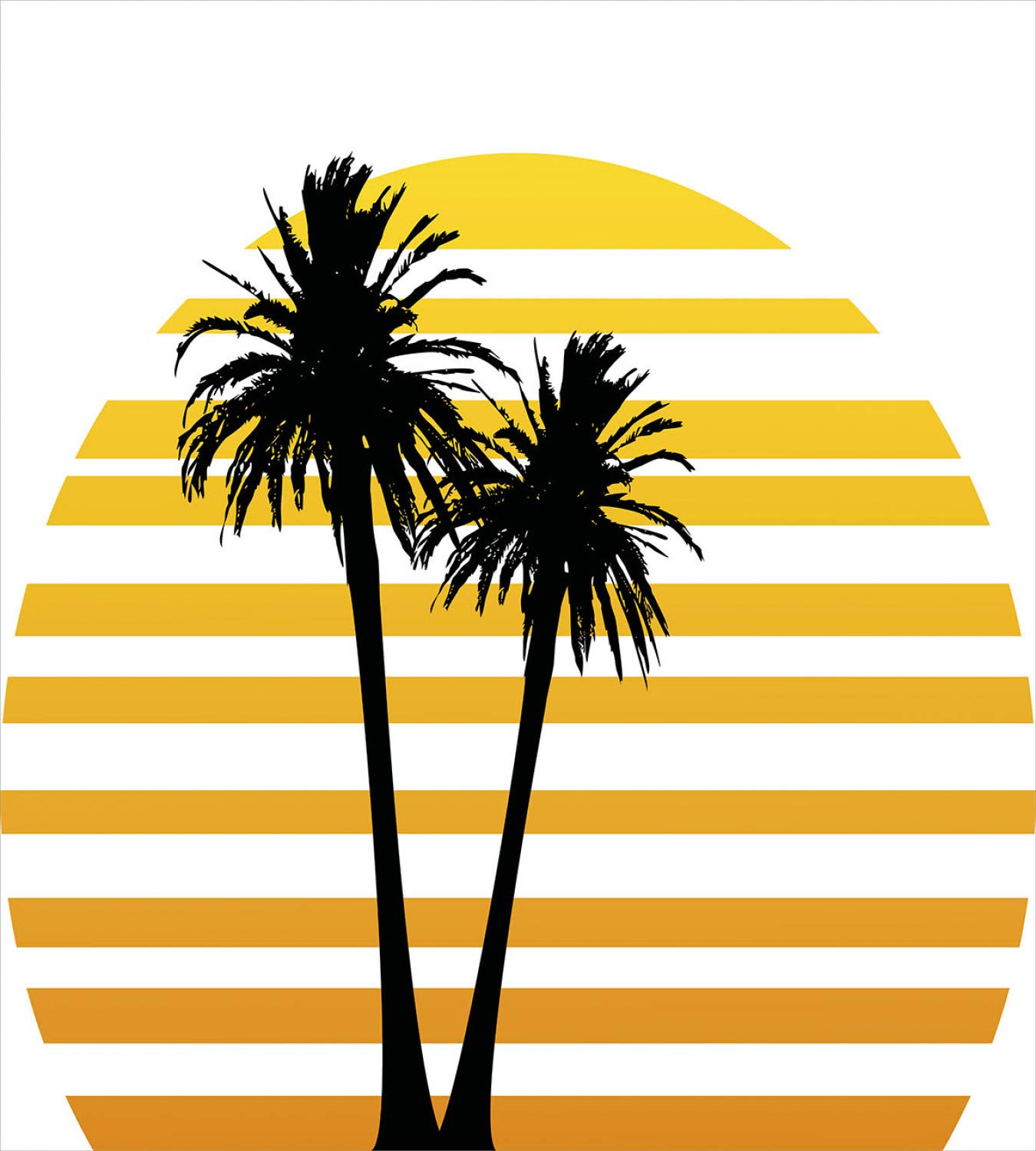 Ambesonne Tropical Duvet Cover Set - Coconut Palm Tree Summer Holiday Bedding (2 Duvet Covers & 2 Pillowcases) Twin Size in Apricot Yellow & Black - Perfect for Beach House Decor, Vacation Themed Bedrooms & Tropical Home Styling