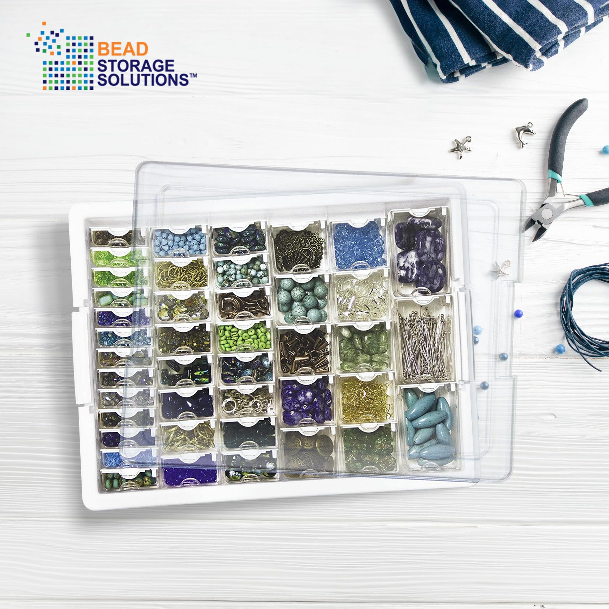 Darice Elizabeth Ward 45-Piece Portable Diamond Painting Storage Kit with 42 Adjustable Containers & Bead Organizer - 8 Pack Clear Boxes for DIY Crafts, Jewelry Making & Art Supplies Organization (Perfect for Home, Travel & Craft Rooms)