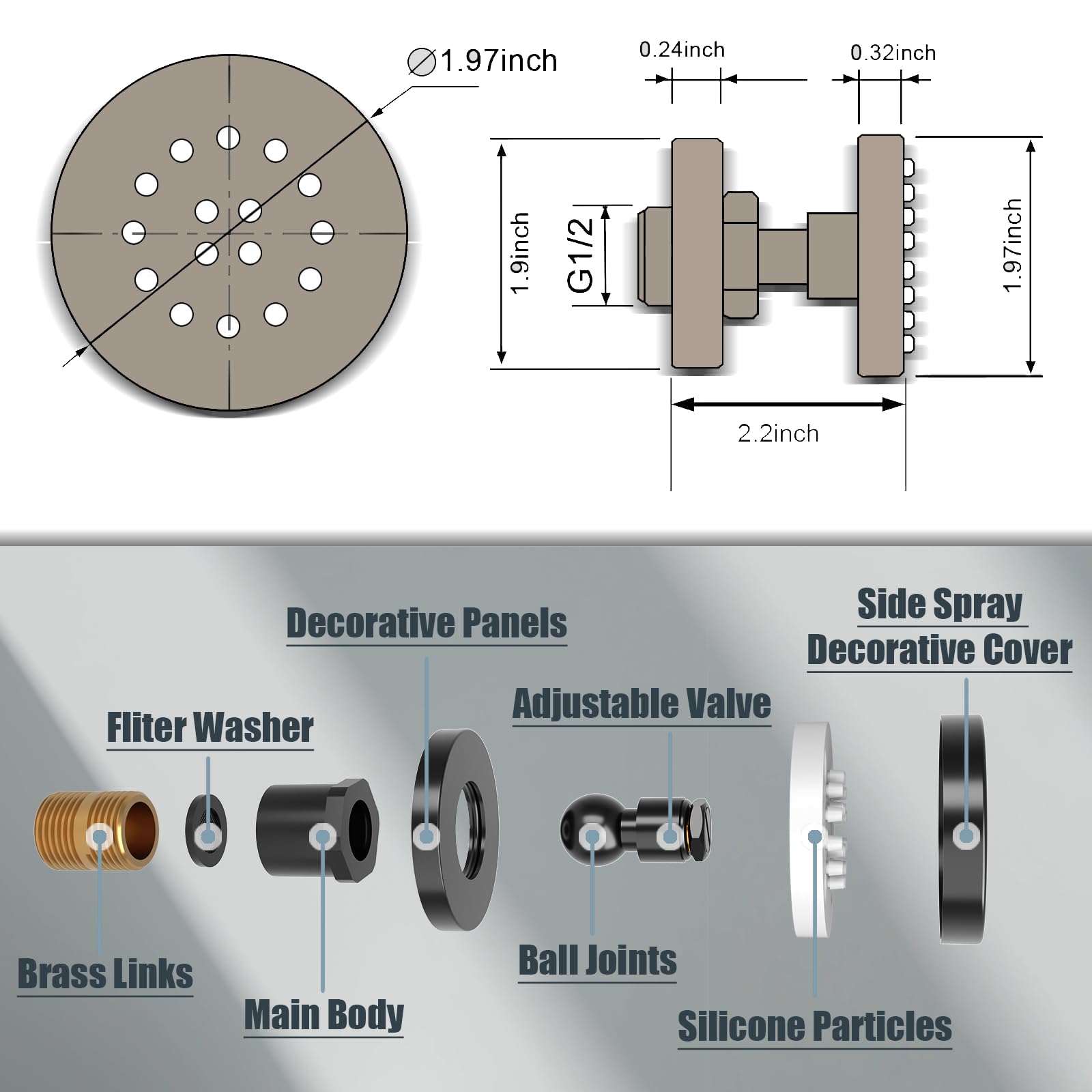 Premium Matte Black Shower Body Spray Jets with On/Off Switch - Adjustable Flow Massage Spa Shower Jets for Ultimate Relaxation - Perfect for Bathroom Renovation, Luxury Spa Experience & Hydrotherapy Sessions