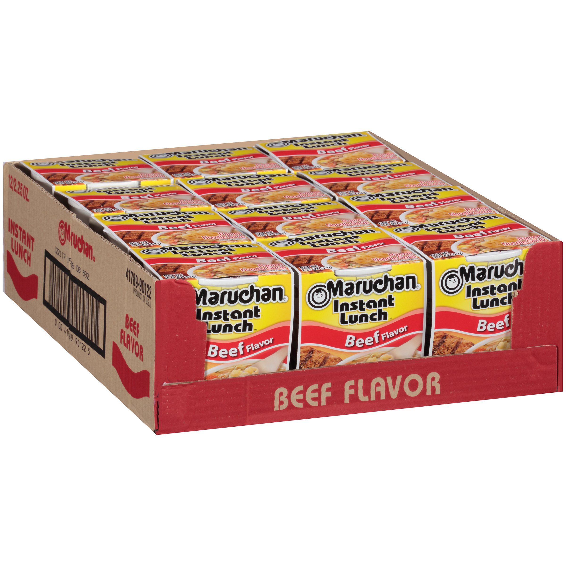 Maruchan Instant Lunch Beef Ramen Noodle Soup - Microwaveable Quick Meal (2.25 Oz, 12 Pack) | Perfect for Office Lunch, College Dorm Snacks & Emergency Food Supply
