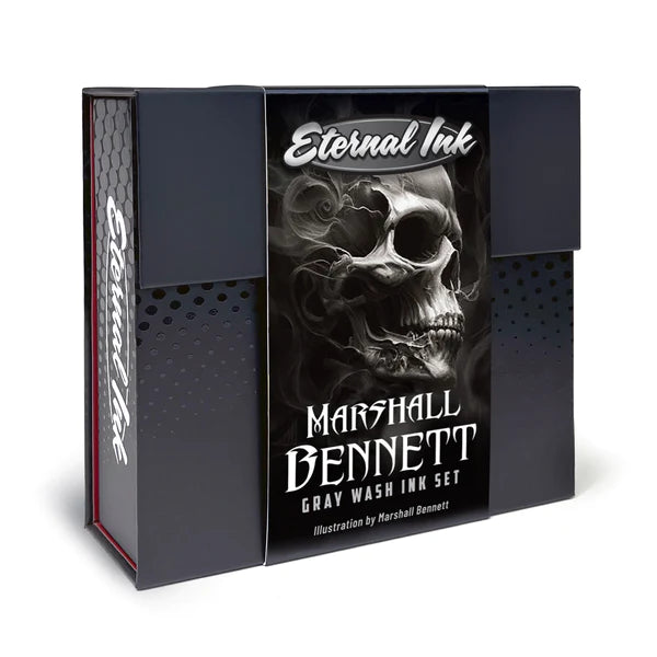Eternal Tattoo Ink Marshall Bennett Gray Wash Set of 4 - Professional Tattoo Supplies for Artists | Perfect for Shading and Realistic Tattoo Designs