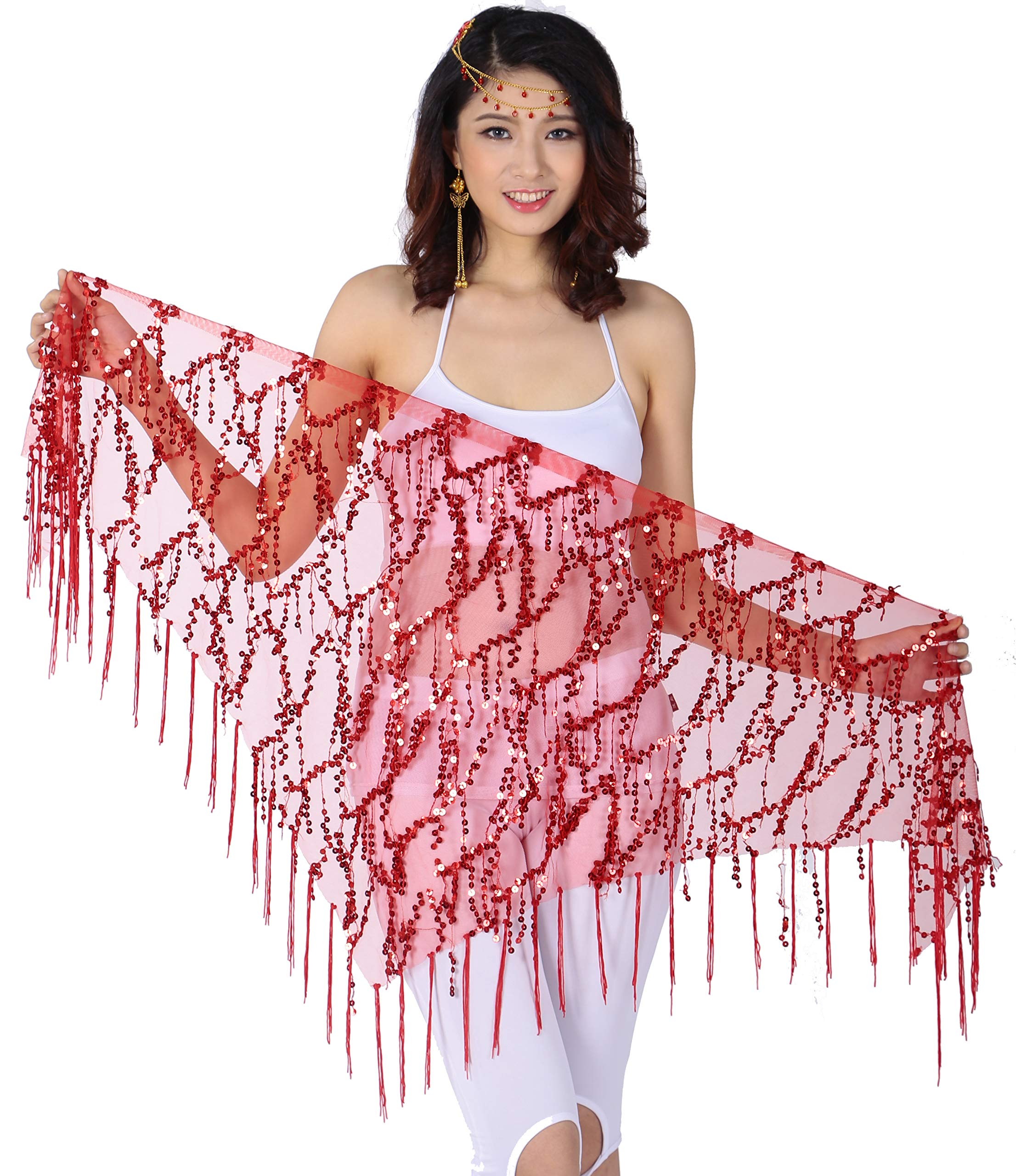 Belly Dance Sequin Triangle Hip Scarf - Elegant Shimmery Waist Wrap for Performances & Practice | Perfect for Dance Classes, Costume Parties & Cultural Events