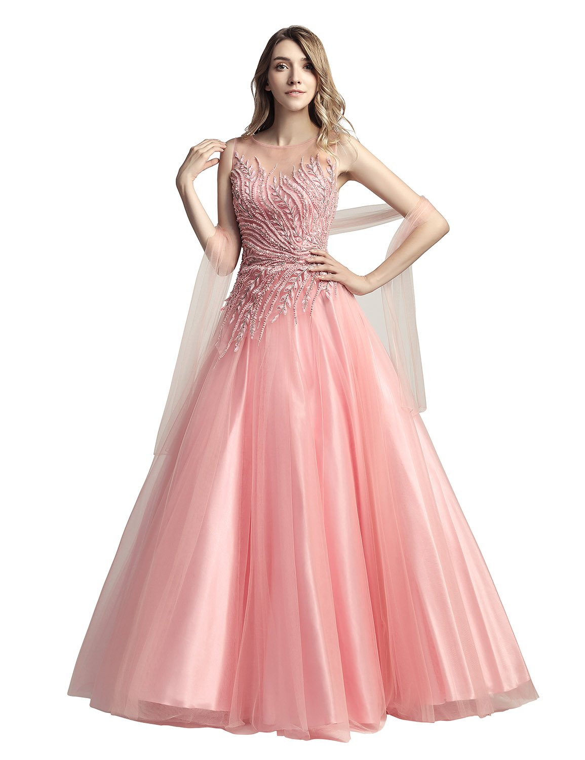 Sarahbridal Women's Prom Evening Dresses 2023 - Long Beaded Pearls Wedding Party Ball Gowns for Homecoming, Quinceañera & Formal Events
