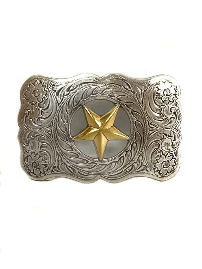 Nocona 37232 Genuine Leather Belt with Gold Star Buckle - Western Style Silver Belt for Men & Women - Perfect for Cowboy Boots, Jeans & Western Outfits