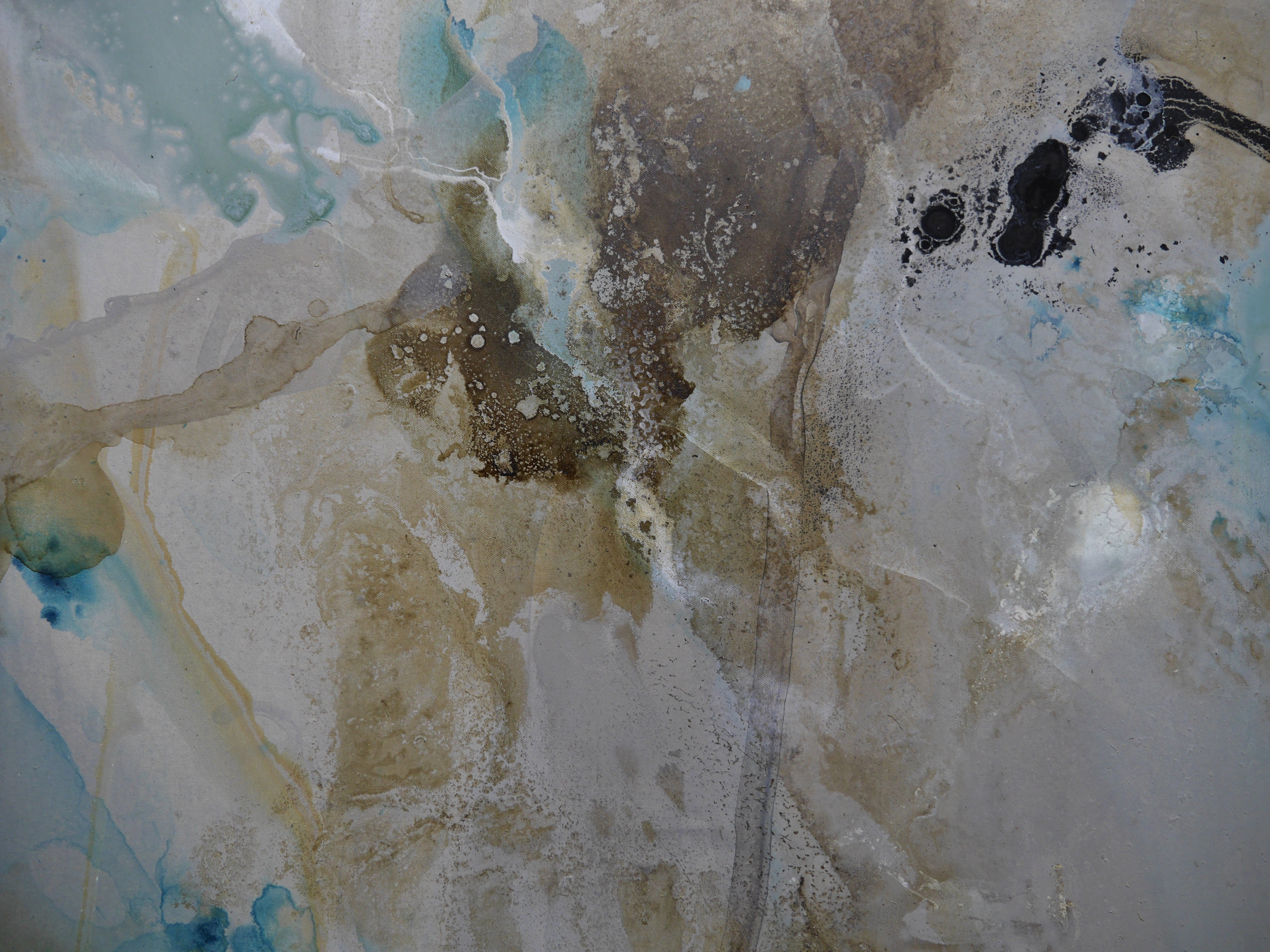 Abstract Teal Rust Cream White Blended Painting - 240cm x 100cm Large Wall Art for Living Room, Bedroom & Office Decor | Premium Canvas Artwork