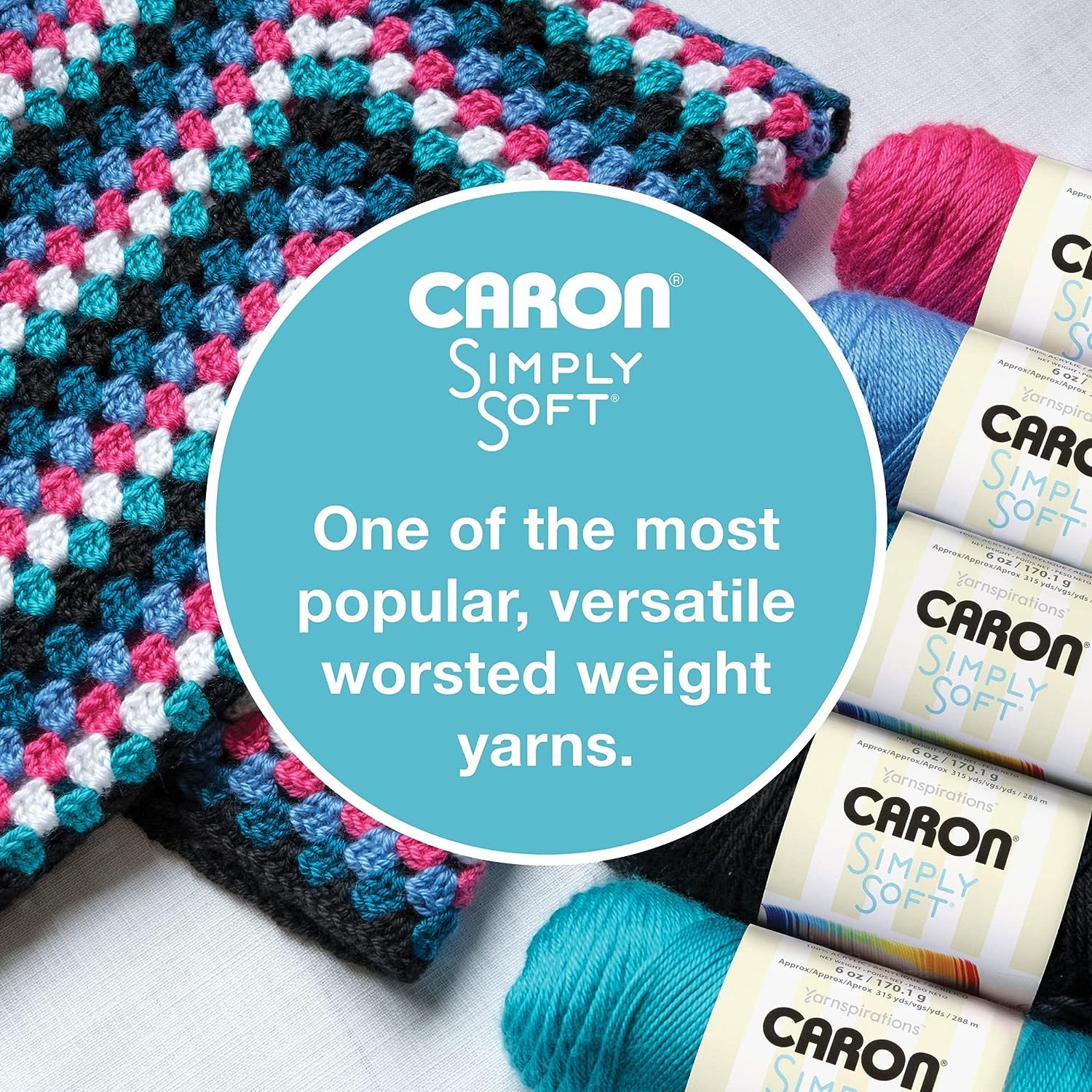 Caron Simply Soft Heathers Yarn - 5 oz Charcoal Heather Yarn Ball | Premium Soft Acrylic Knitting Yarn for Crochet, Baby Blankets & Scarves