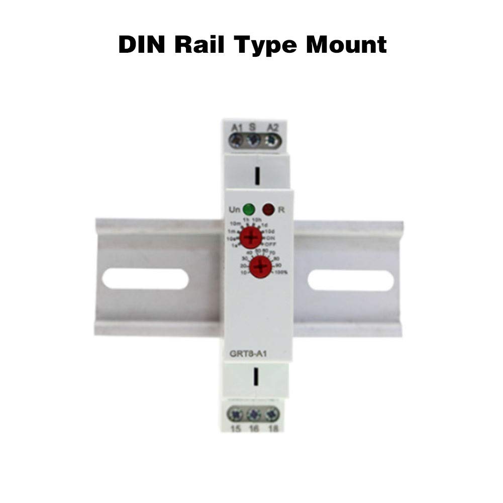 GRT8-B1 Mini AC/DC 12-240V Timer Relay with Delay Off Function (0.1S-10 Days) - 35mm DIN Rail SPDT Time Relay for Industrial Automation & Home Electrical Control
