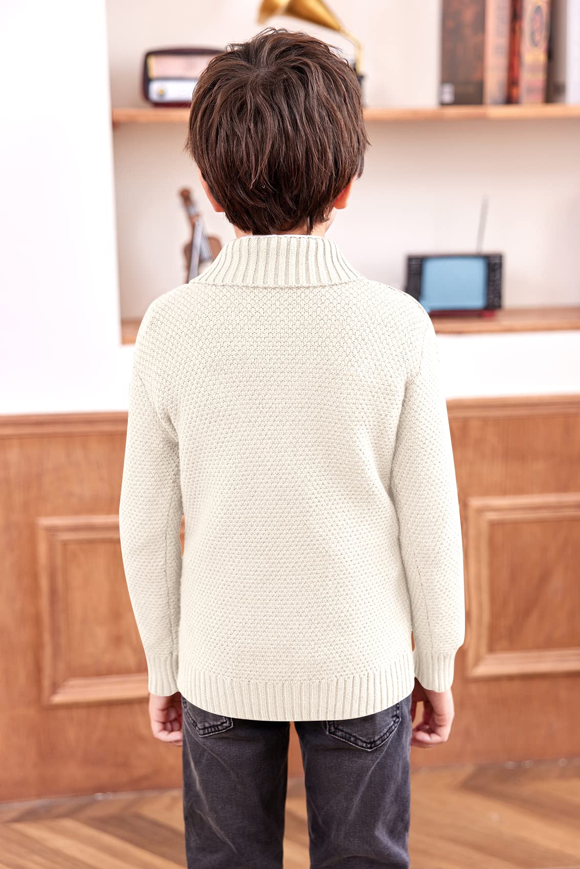 Makkrom Toddler Pullover Sweater - Shawl Collar Cable Knit Long Sleeve Warm Sweater for Boys & Girls | Cozy Winter Fall Spring Outwear for Playdates, School & Family Photos