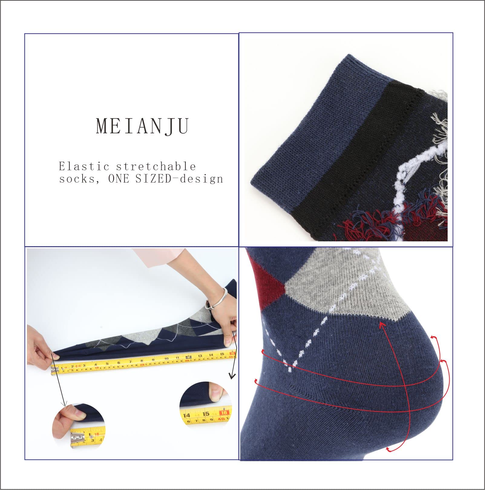 Premium Men's Dress Socks - 6 Pairs Gift Box Set | Soft Cotton Crew Work Socks with Argyle Pattern | Size 9-12 | Perfect for Office, Business & Formal Occasions