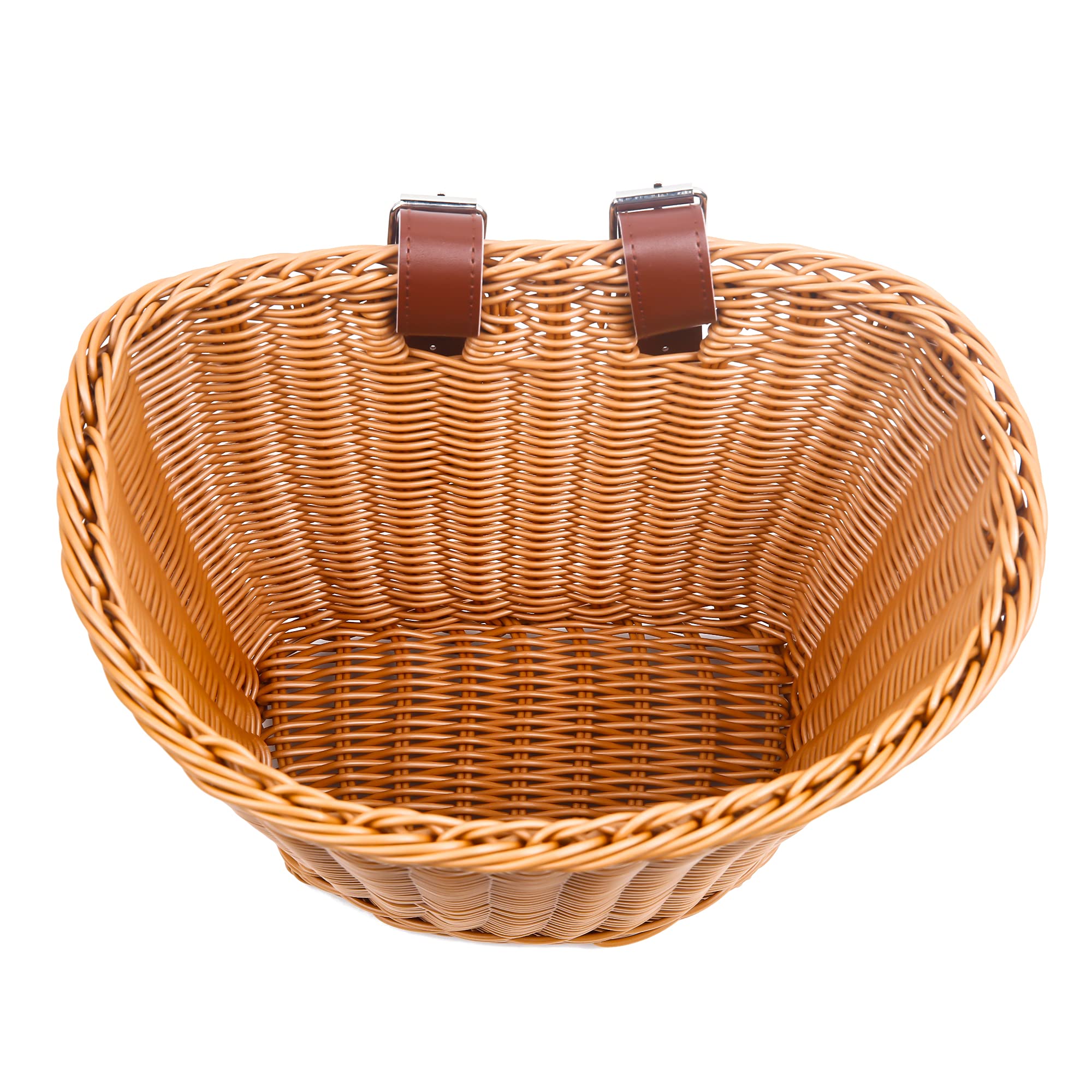 Adjustable Leather Strap Bike Basket - Woven Handlebar Storage for Bicycles | Perfect for Commuting, Groceries & Urban Cycling (Brown, Adult Size)
