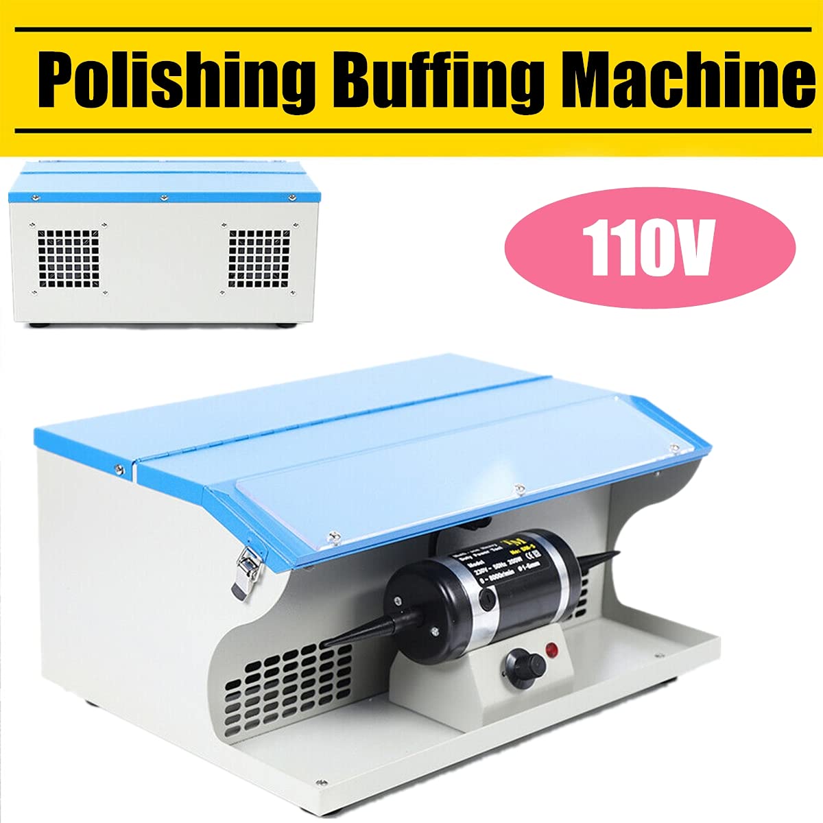 Professional 110V 200W Jewelry Polishing Machine with Light - Adjustable 0-8000 RPM Speed, Dust Collector Bench Top Buffer for Jewelry, Aluminum & Chrome - Perfect for Jewelry Making, Metal Restoration & DIY Crafting