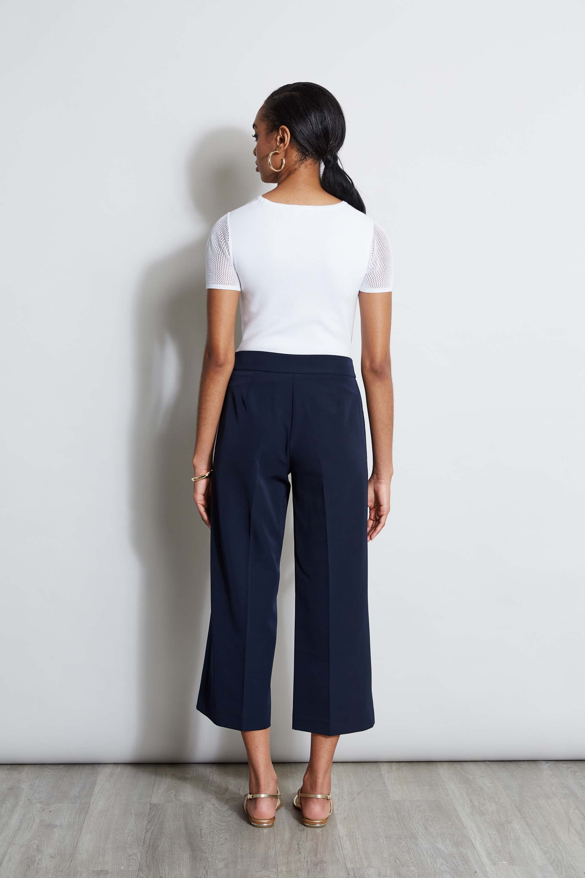 Tahari Women's Cropped Wide Leg Pants - High Waisted Comfortable Palazzo Trousers for Work, Office & Casual Wear