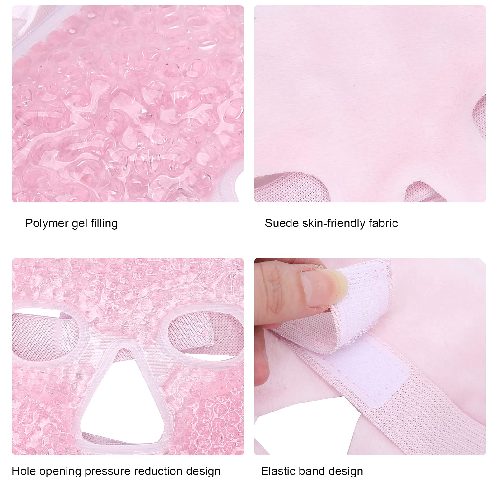 Cooling & Soothing Gel Face Mask for Dark Circles & Puffiness Relief - Reusable Hot/Cold Compress Therapy with Elastic Band - Washable Skin-Friendly Gel Beads Facial Mask (Pink) | Perfect for Spa Days, Travel & Post-Workout Recovery