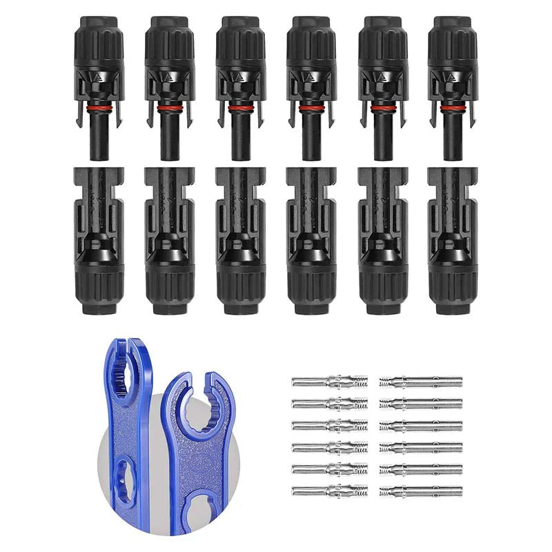 BougeRV 12PCS 10AWG Solar Connector Kit with Spanners - IP67 Waterproof Male/Female MC4 Connectors for Solar Panels, RV, Boat, and Off-Grid Power Systems