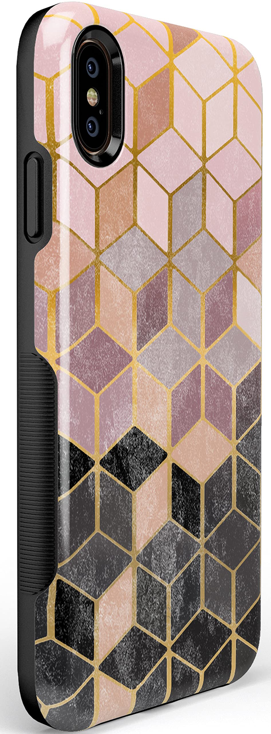 Casely iPhone Xs Max Case - Geo Rose Gold Marble Phone Cover | Slim Protective Shockproof Case for Women & Men | Perfect for Work, Travel & Everyday Use