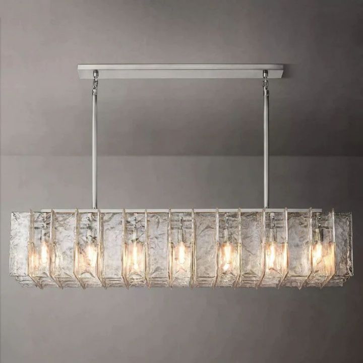 Corinna Rectangular Chandelier - 67 Inch Modern Crystal Ceiling Light Fixture for Dining Room, Living Room & Bedroom Lighting