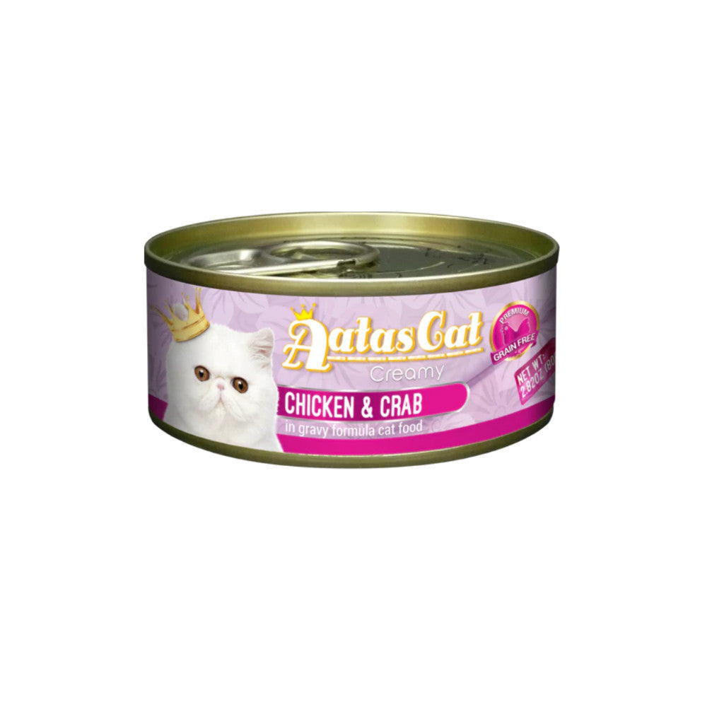 Aatas Cat Creamy Chicken Wet Food 80g - Healthy Gravy with Whitefish, Vegetables, Tuna, Shirasu, Sardine, Mackerel & Crab - Perfect for Adult Cats & Kittens - Great for Mealtime, Weight Management & Picky Eaters