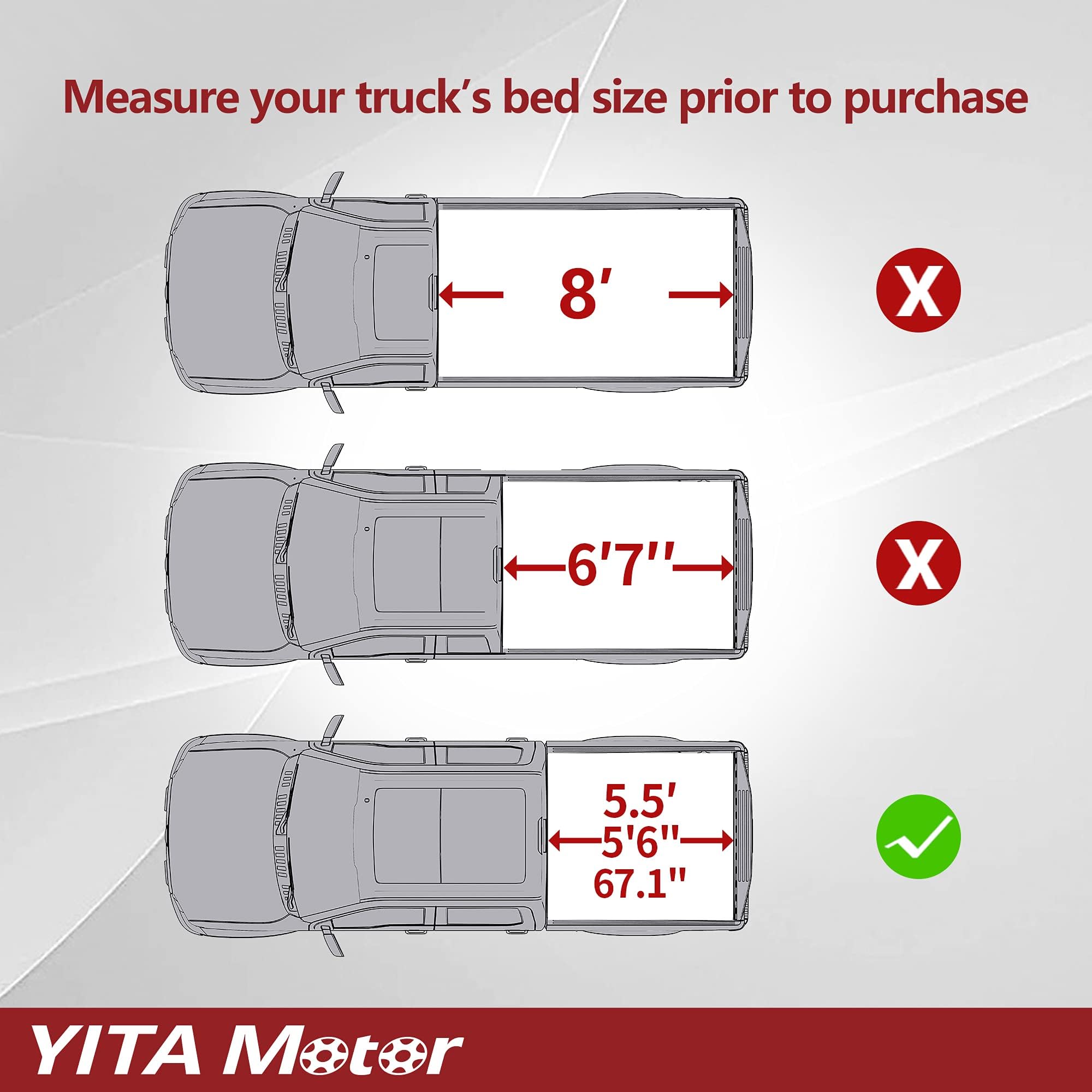 YITAMOTOR Soft Quad Fold Truck Bed Tonneau Cover for 2015-2025 Ford F150 F-150 5.5 ft Styleside Bed | Waterproof & Durable Truck Accessory | Perfect for Hauling, Camping & Outdoor Adventures