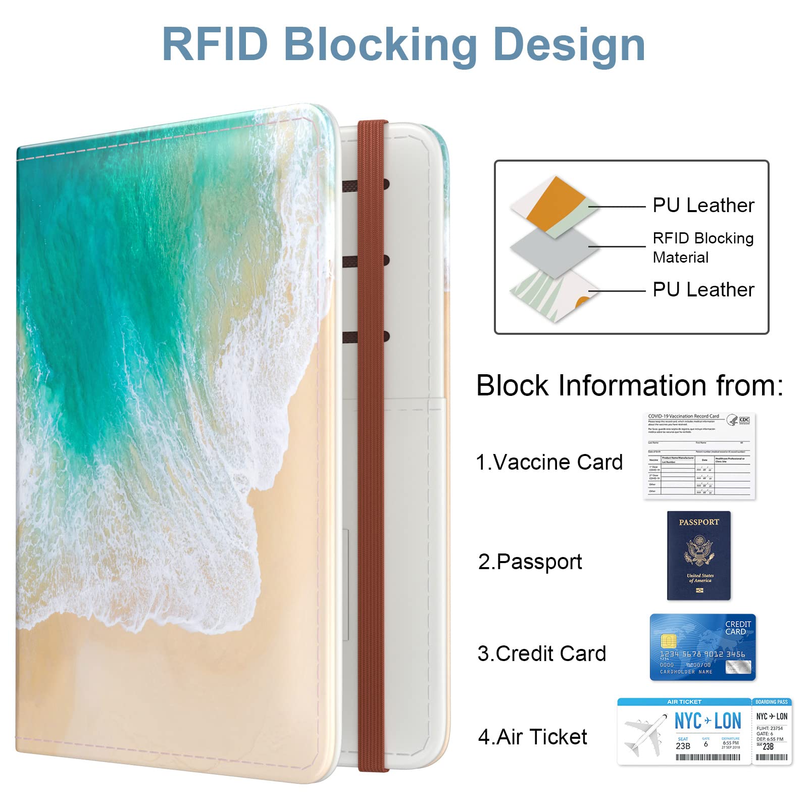 Premium RFID Blocking Passport Holder for Travel - Leather Passport Wallet Cover with Multiple Card Slots for Men & Women - Ideal for Airports, Beaches & International Trips