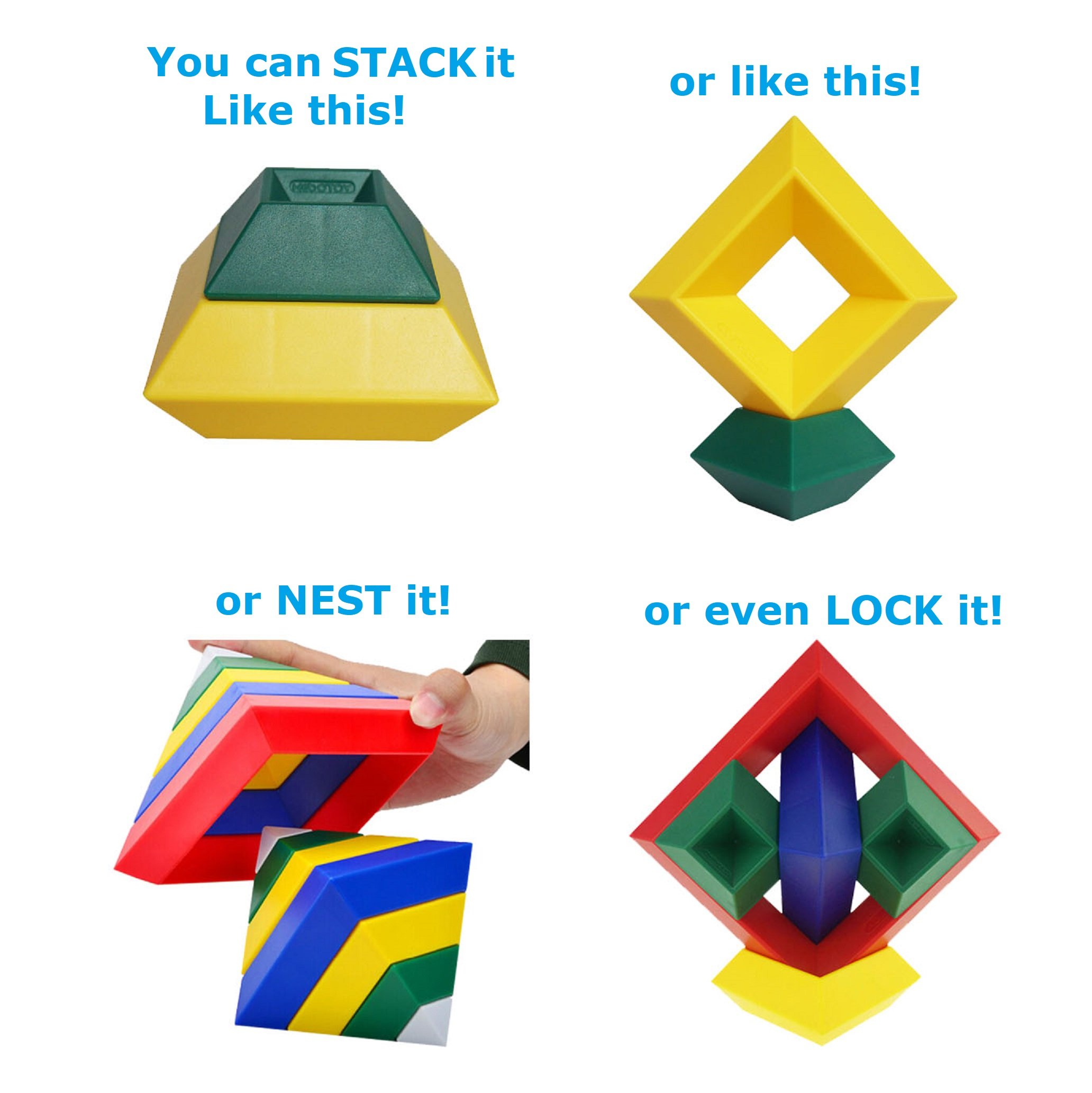 3D Pyramid Stacking Toy Building Blocks - Brain Teaser Puzzle for Kids & Adults - Creative Preschool Learning STEM Toys - Toddler Building Blocks for 3+ Year Old Boys & Girls - Perfect for Classroom, Birthday Gifts & Family Game Night