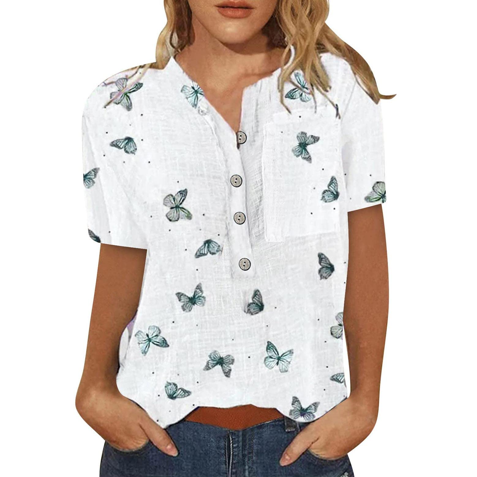 Plus Size Women's Short Sleeve Tunic Tops - Crewneck Summer Blouses, Casual & Dressy Printed Tees for Women | Perfect for Office, Weekend Outings & Summer Vacations