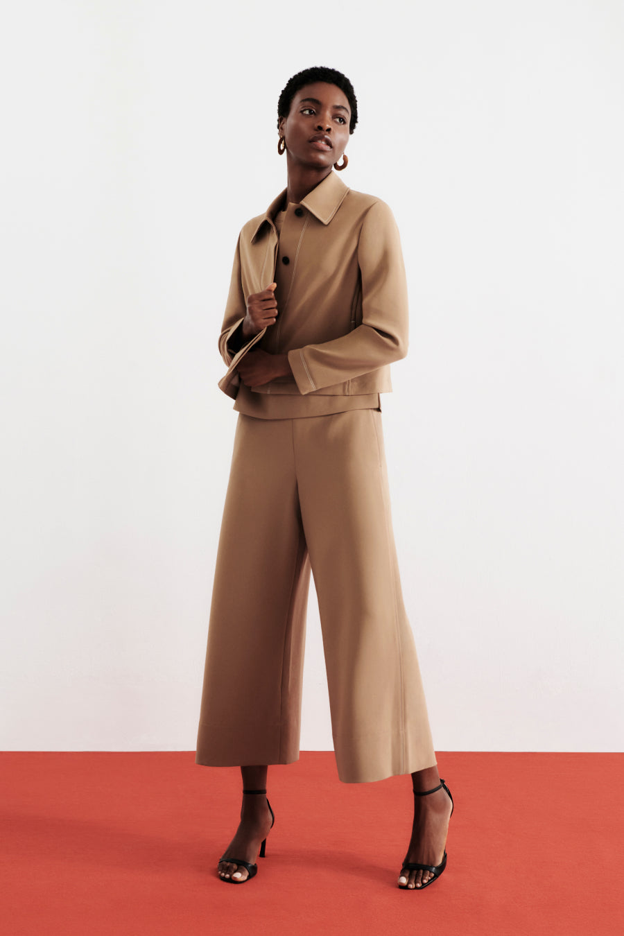Elena Travel Culotte Pants - Everyday Comfort in Soft Crepe Fabric with Light Saddle Color | Perfect for Work, Travel & Casual Wear