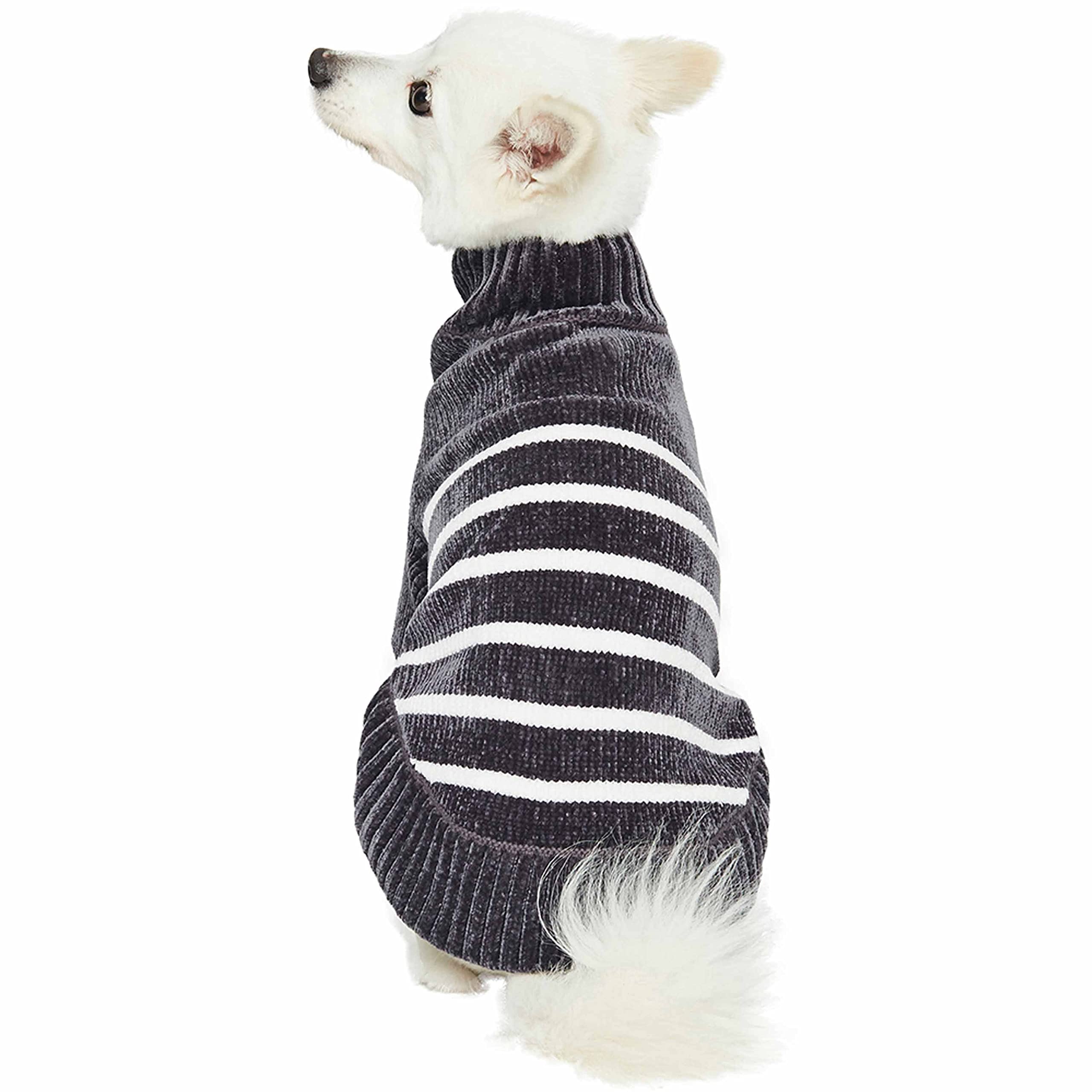 Blueberry Pet Ultra Soft Dog Sweater - Warm Winter Coat for Small Dogs, Chic Grey Fleece Sweater (10