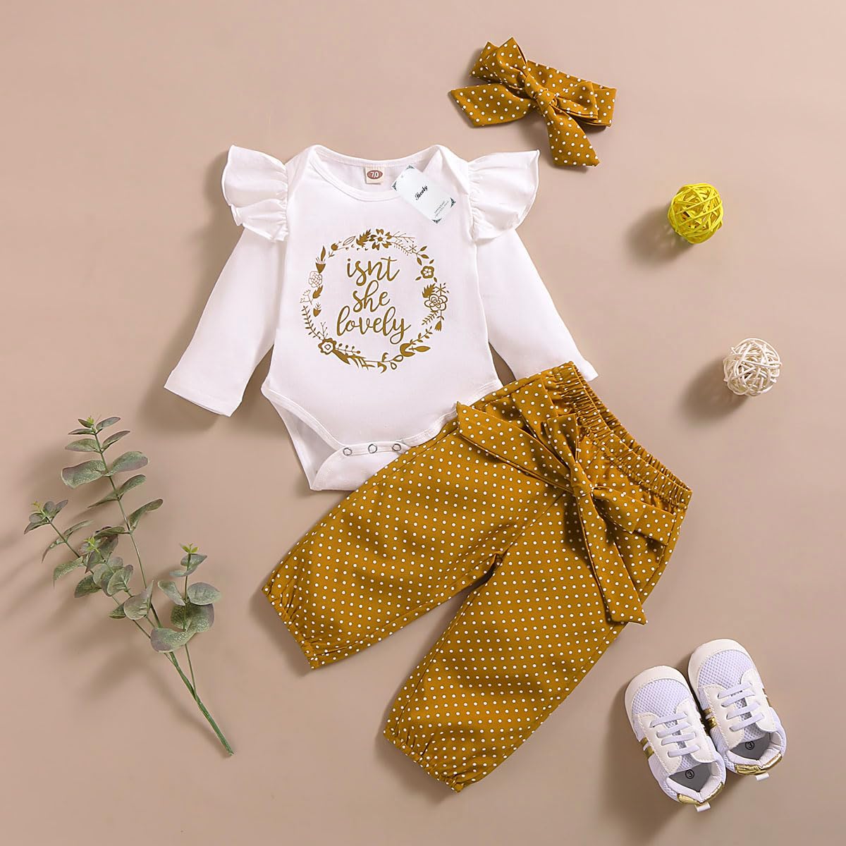 Adorable Infant Baby Girl Clothes - Newborn Long Sleeve Romper & Pants Set for Fall/Winter | Soft & Cozy Outfit for Girls 0-24 Months | Perfect for Family Photos, Playdates & Holiday Events