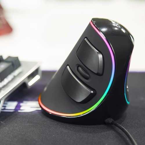 Delux M618 PLUS RGB Ergonomic Vertical Mouse - 4000DPI, 6 Buttons, USB Wired Gaming Mouse for Office Work & PC Gaming - Reduce Wrist Pain & Carpal Tunnel Syndrome