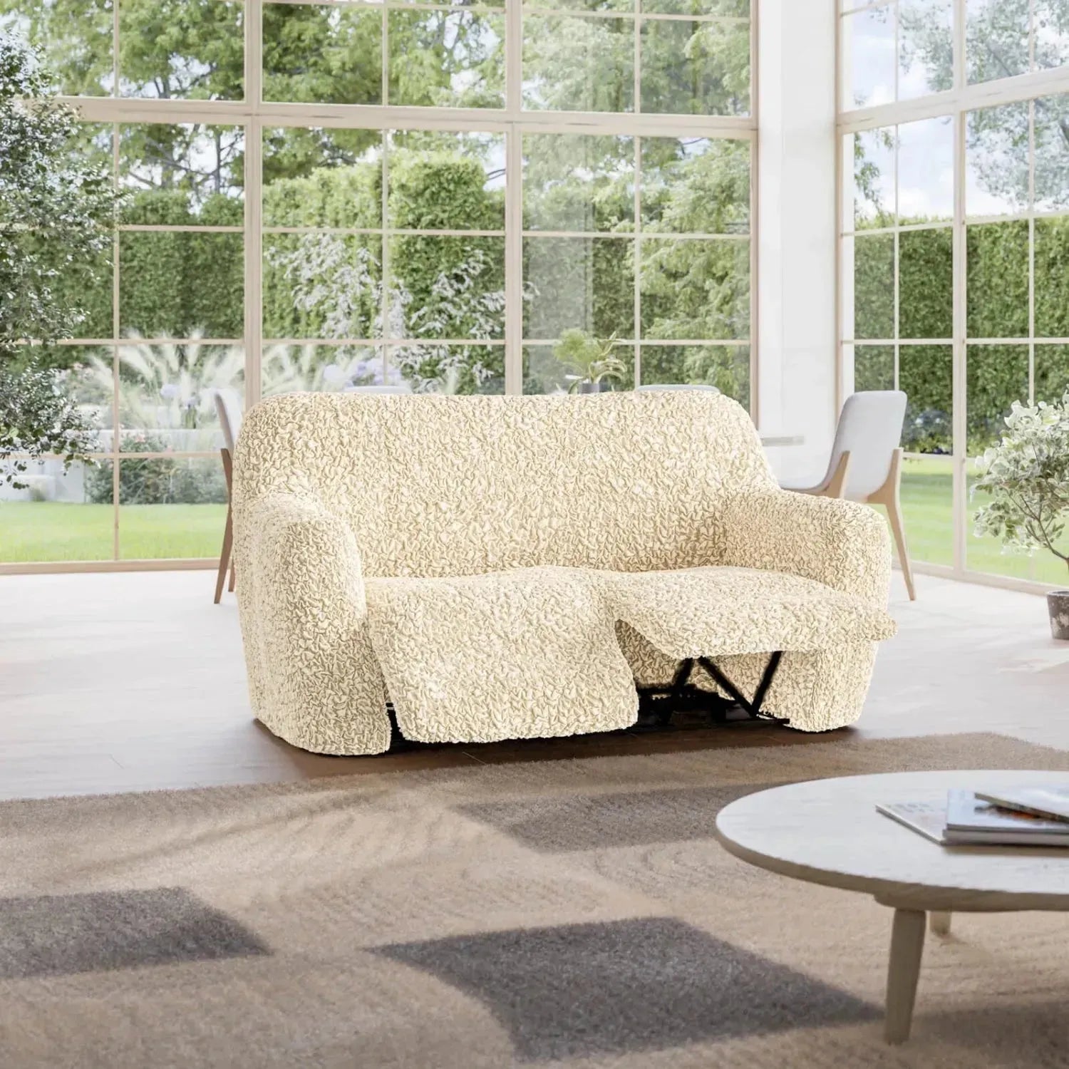 2 Seater Recliner Slipcover - Premium Fuco Cotton Collection - Durable & Washable Sofa Cover for Living Room, Home Theater, and Family Room Protection