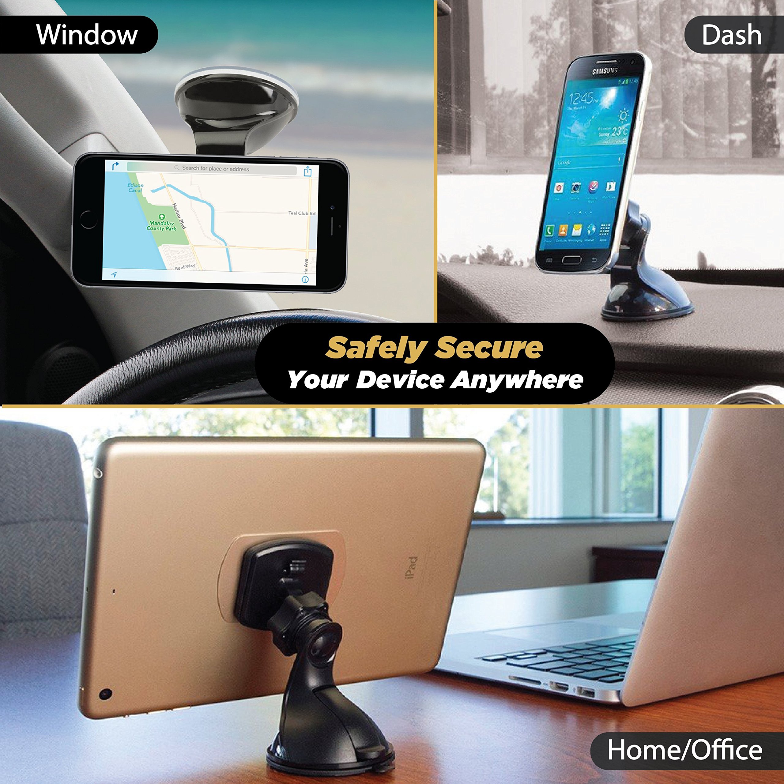 Scosche MAGWSM-10PKFLT 10-Pack Magnetic Car Phone Mount - 360° Adjustable Dashboard & Windshield Universal Holder for iPhone, Samsung & Smartphones | Strong Suction Cup for Safe Driving & Hands-Free Navigation