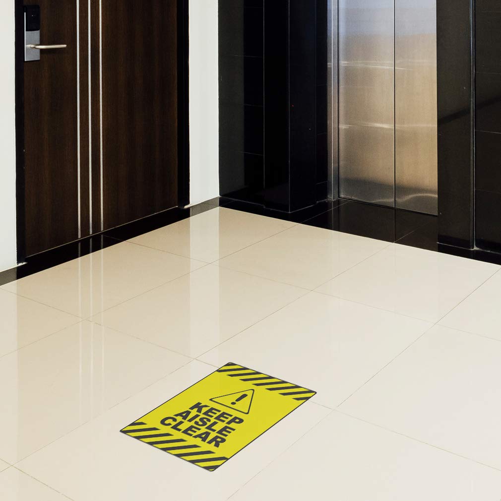 Yellow Anti-Slip Floor Decals - 36Inch Keep Aisle Clear Vertical Safety Signs for Warehouses, Factories & Retail Stores - Non-Slip Industrial Floor Stickers for Workplace Safety & Traffic Control
