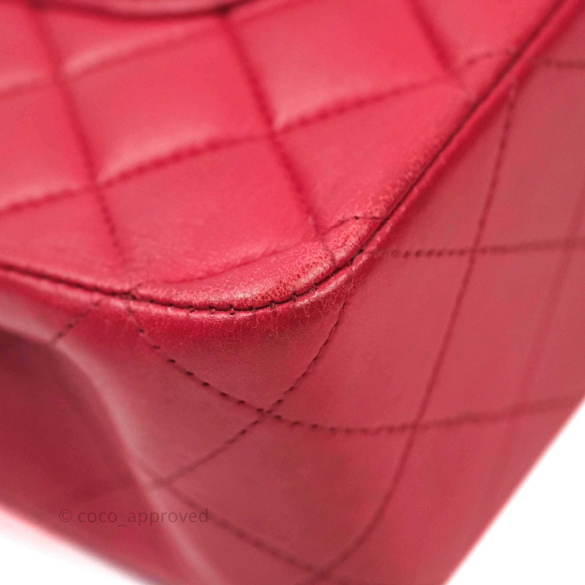 Chanel Classic Medium Double Flap Bag - Red Lambskin Leather with Silver Hardware | Luxury Handbag for Women, Perfect for Parties & Evening Events